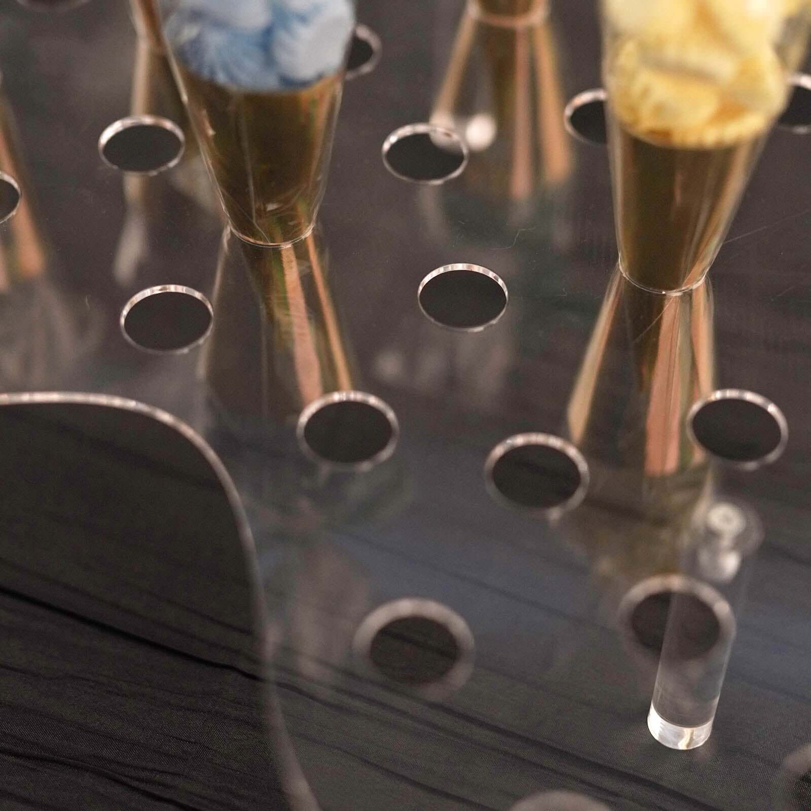 35-Slot Acrylic Ice Cream Cone Display Stand Mini Snow Cone Holder Tray Clear - Durable Party Serving Stand 16"