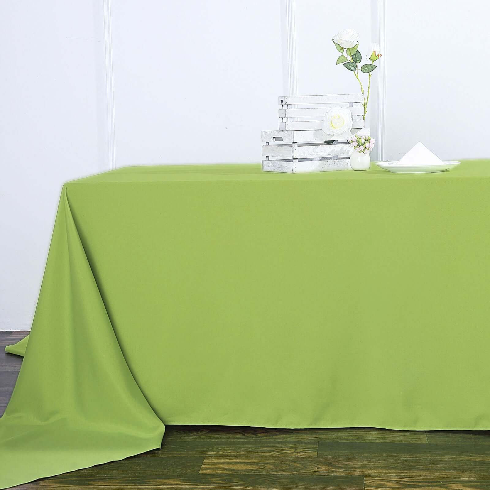 Polyester 90"x156" Rectangle Tablecloth Apple Green - Seamless Wrinkle-Resistant Table Cover