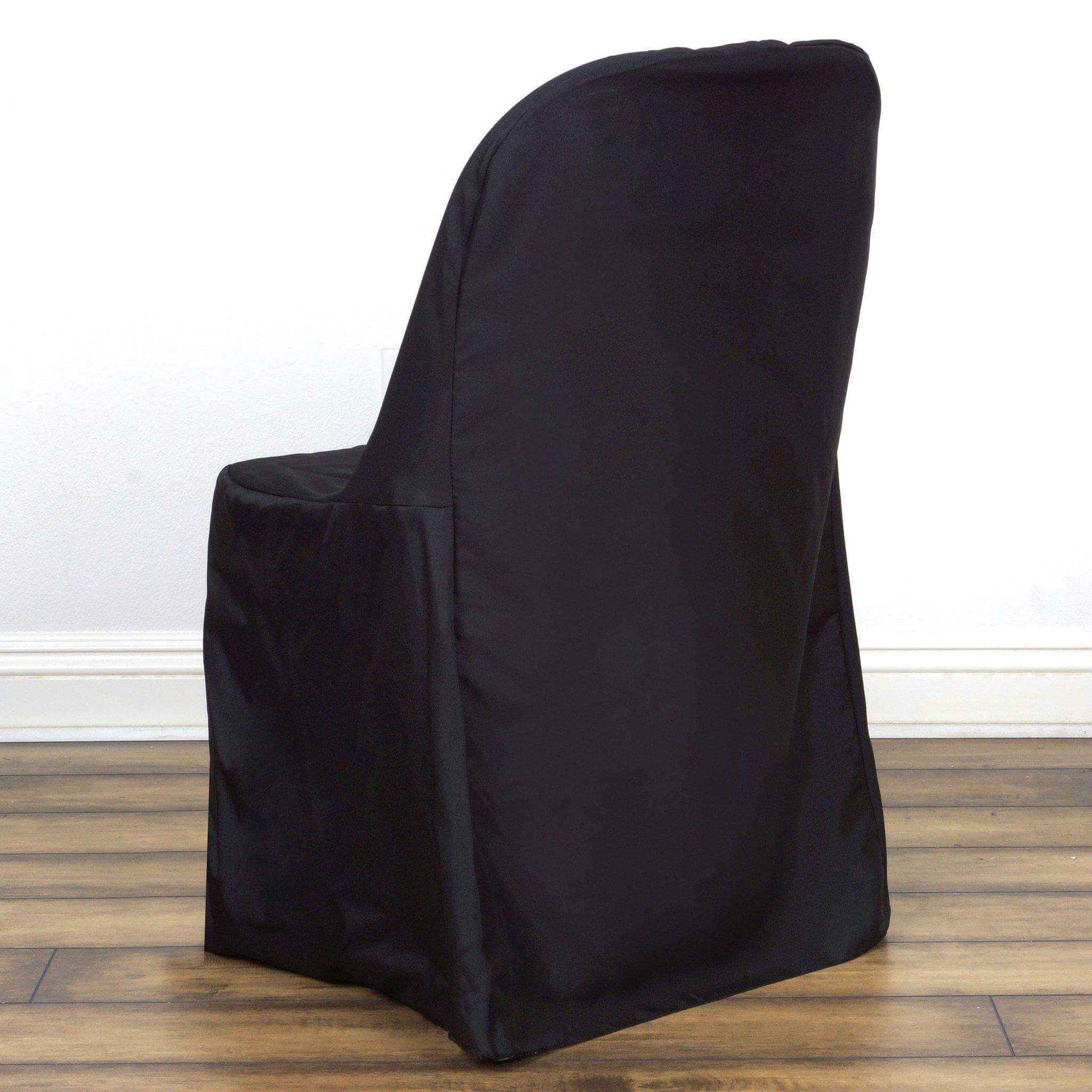 Polyester Chair Cover Black for Folding Chairs - Durable and Reusable Slip-On Cover