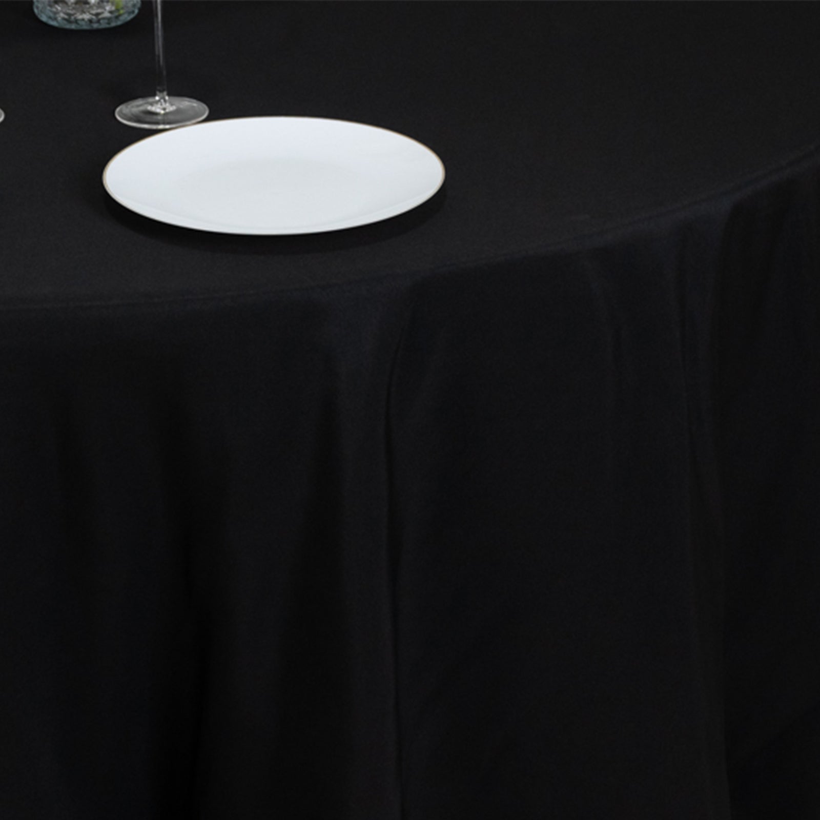 Fire Retardant Premium Polyester 120" Round Tablecloth Black - High-Performance Seamless Table Cover