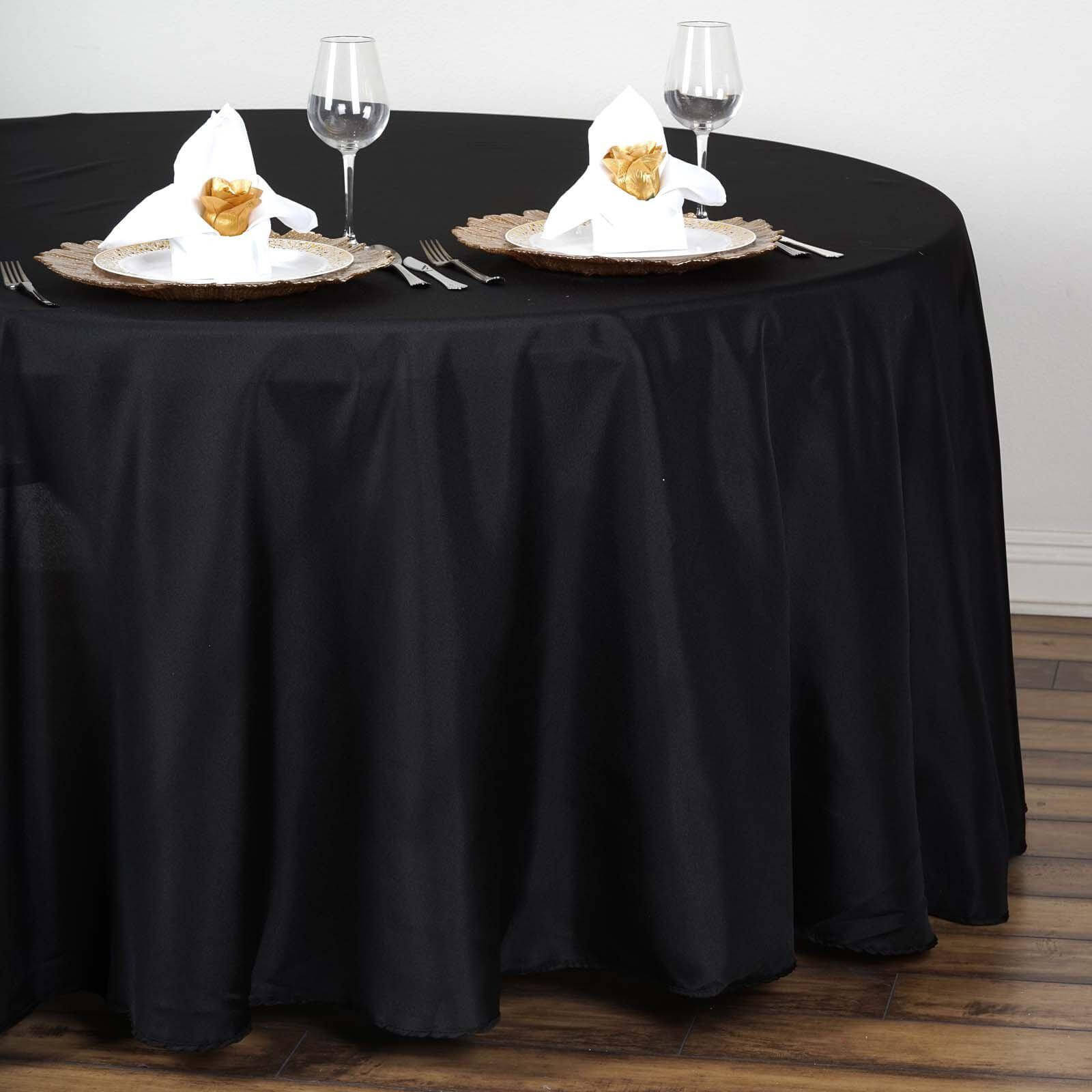 Polyester 108" Round Tablecloth Black - Wrinkle-Resistant and Stylish Table Cover