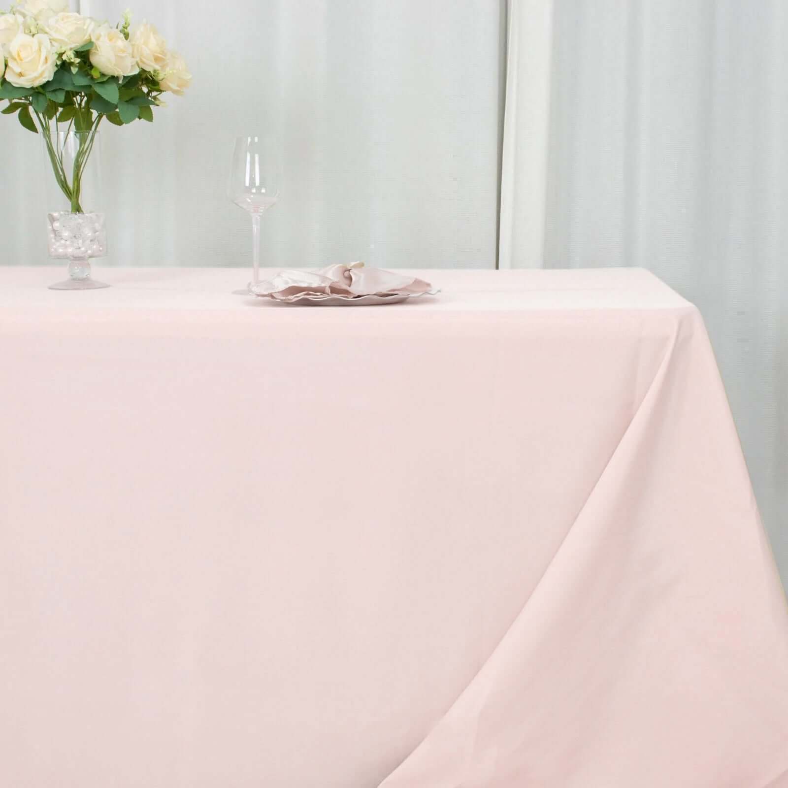 Premium Polyester 90"x132" Rectangle Tablecloth Blush - Seamless 220GSM Stain-Resistant Table Cover