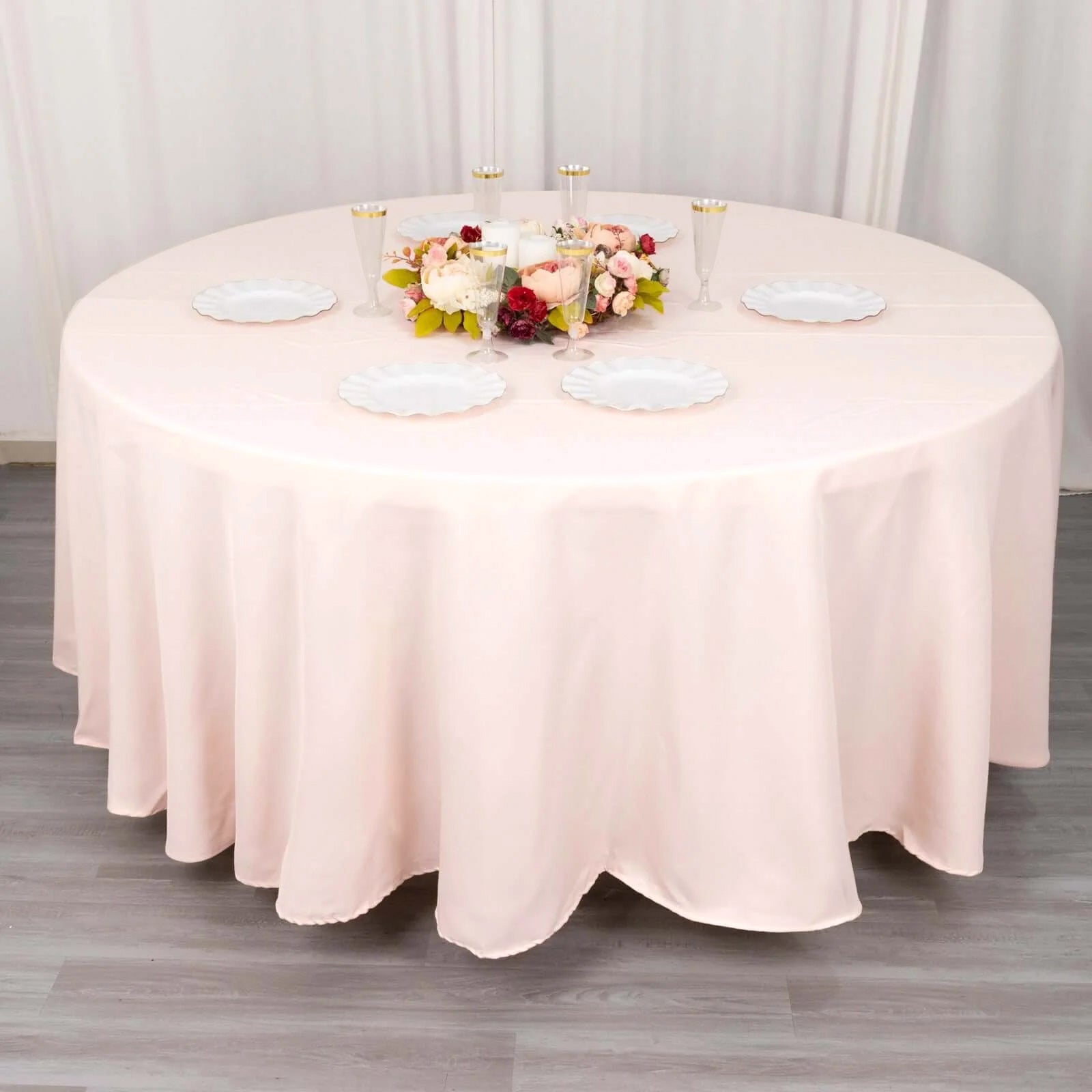 Premium Polyester 108" Round Tablecloth Blush - Wrinkle-Resistant 220GSM Table Cover