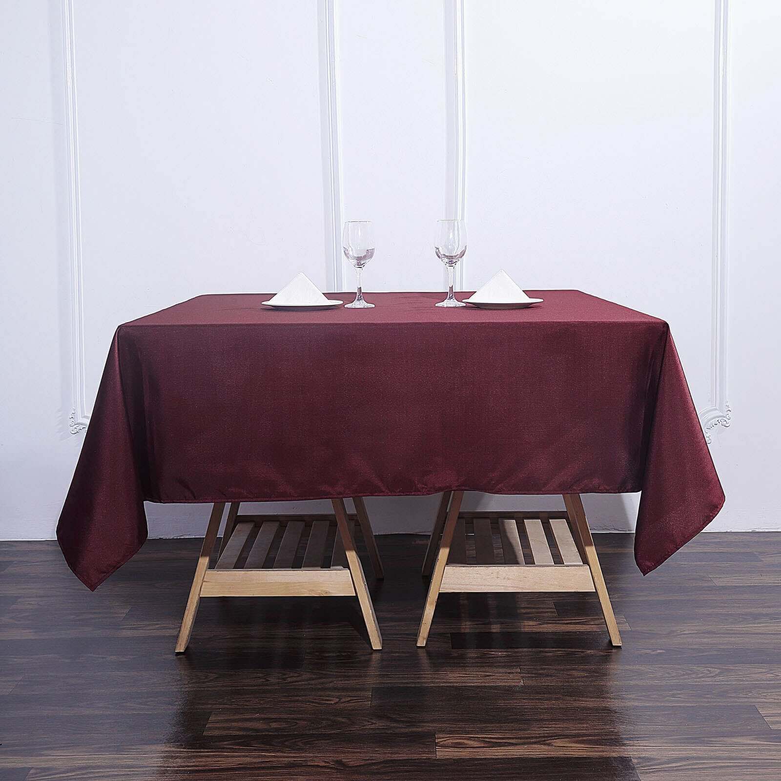 Polyester 70"x70" Table Overlay Square Tablecloth Burgundy - Wrinkle-Resistant & Durable Table Cover
