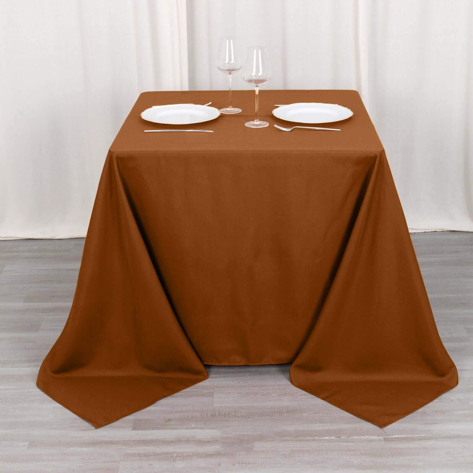 Polyester Square 90"x90" Tablecloth Cinnamon Brown - Wrinkle-Resistant & Durable Table Cover