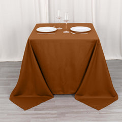 Polyester Square 90"x90" Tablecloth Cinnamon Brown - Wrinkle-Resistant & Durable Table Cover