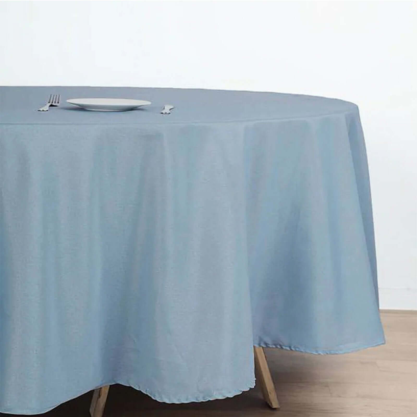 Polyester 90" Round Tablecloth Dusty Blue - Stain & Wrinkle-Resistant Table Cover