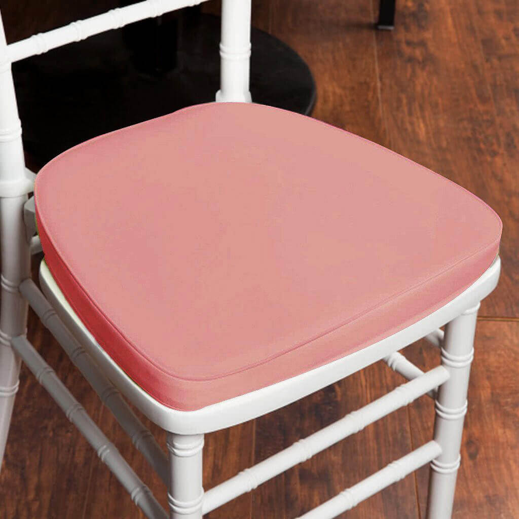Chiavari Chair Cushion with 1.5" Thick Memory Foam and Ties Dusty Rose - Stylish Removable Cover for Comfort