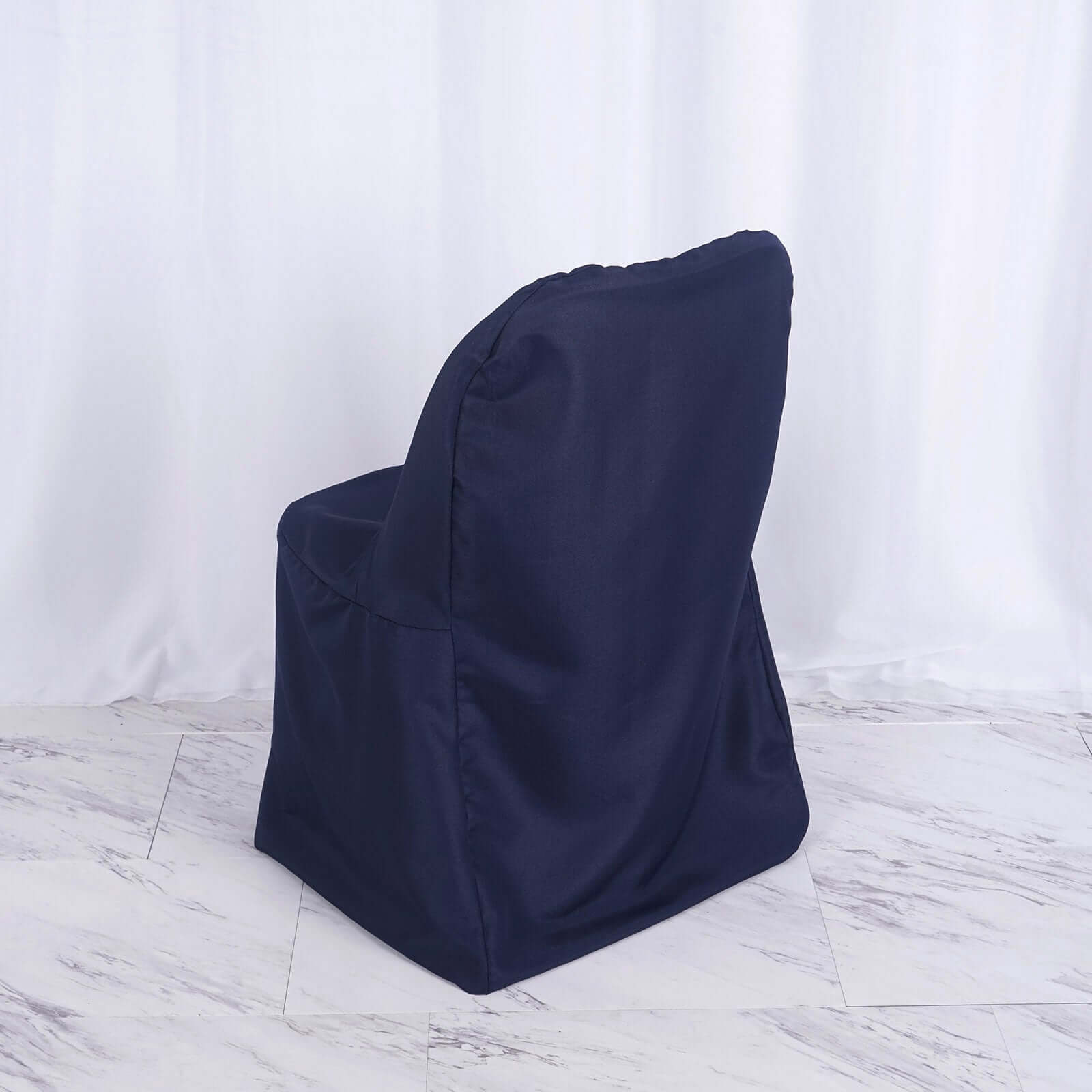 Polyester Slip On Folding Chair Covers Navy Blue - Stain-Resistant Reusable Durable Fabric