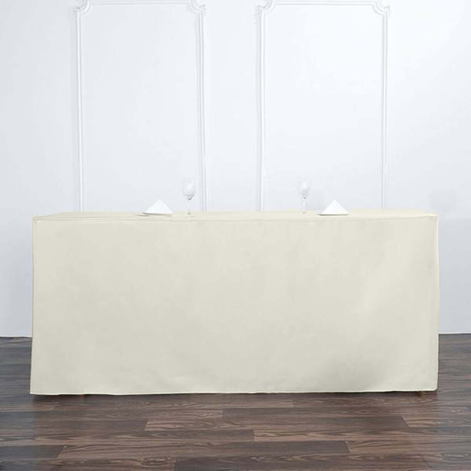Fitted Polyester 72"x30" Rectangle Tablecloth Ivory - Durable Table Cover