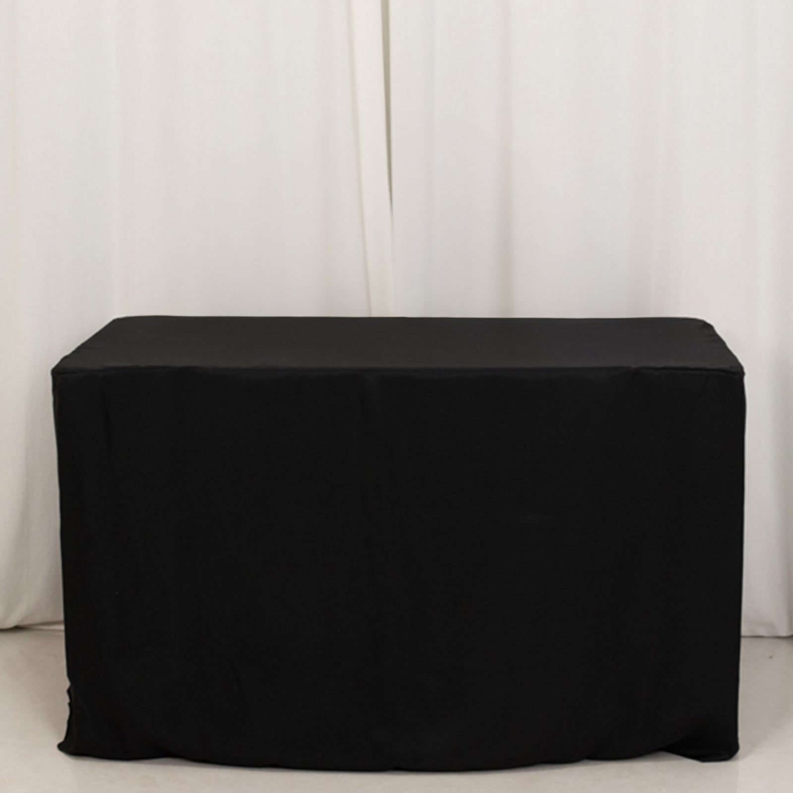 Fitted Polyester 48"x24"x30" Rectangle Tablecloth Black - Durable and Sleek for Events
