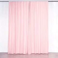 2 Pack Blush Scuba Polyester Event Curtain Drapes, Durable Flame Resistant Backdrop Event Panels Wrinkle Free with Rod Pockets - 10ftx10ft