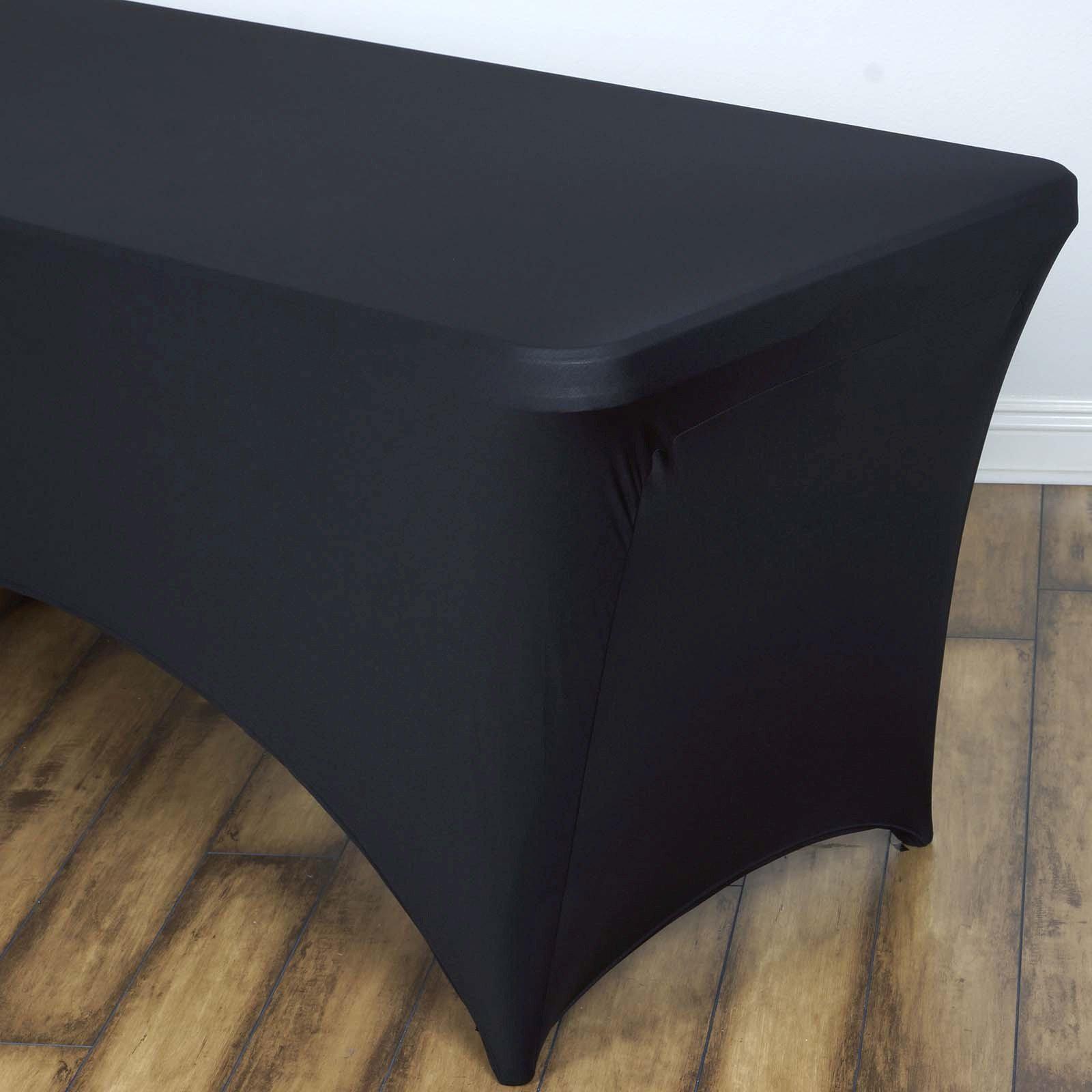 Stretch Spandex 96"x30" Rectangle Table Cover Black - Durable Form-Fitting Tablecloth