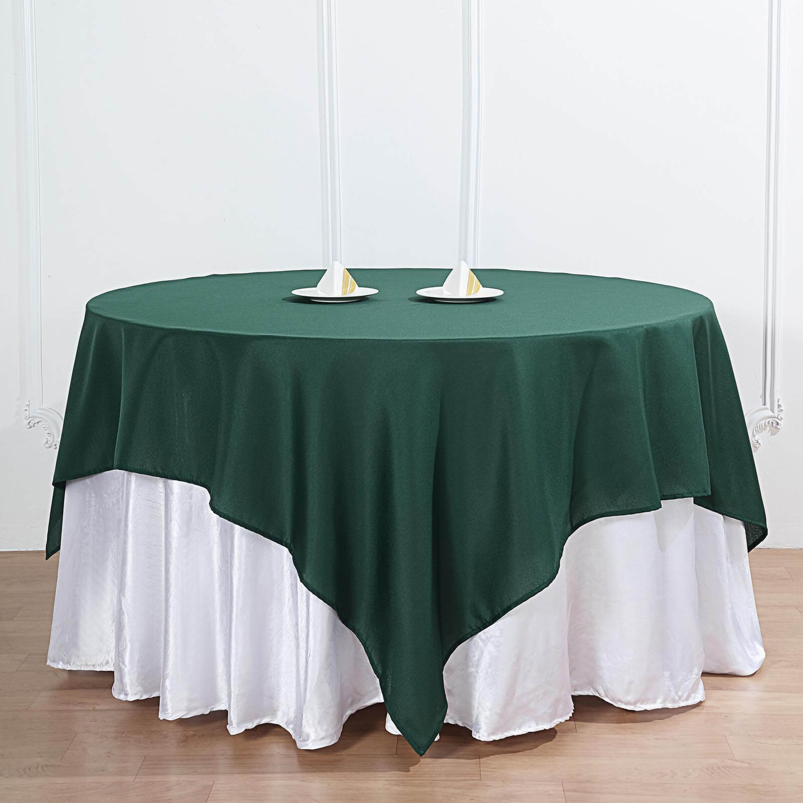Polyester Square 70"x70" Tablecloth Hunter Emerald Green - Wrinkle-Resistant & Durable Table Cover