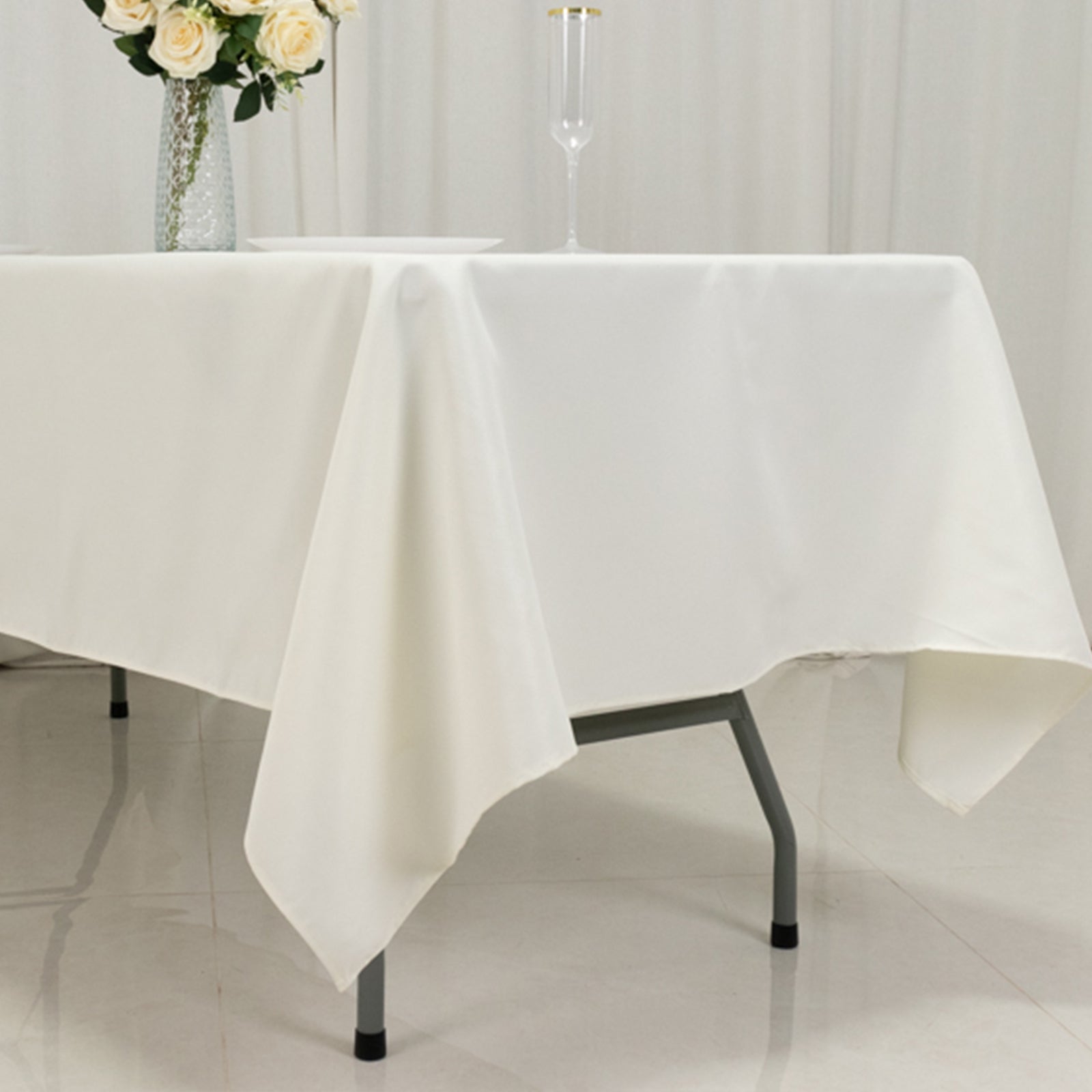 Fire Retardant Premium Polyester 60"x102" Rectangular Tablecloth Ivory - High-Performance Table Cover