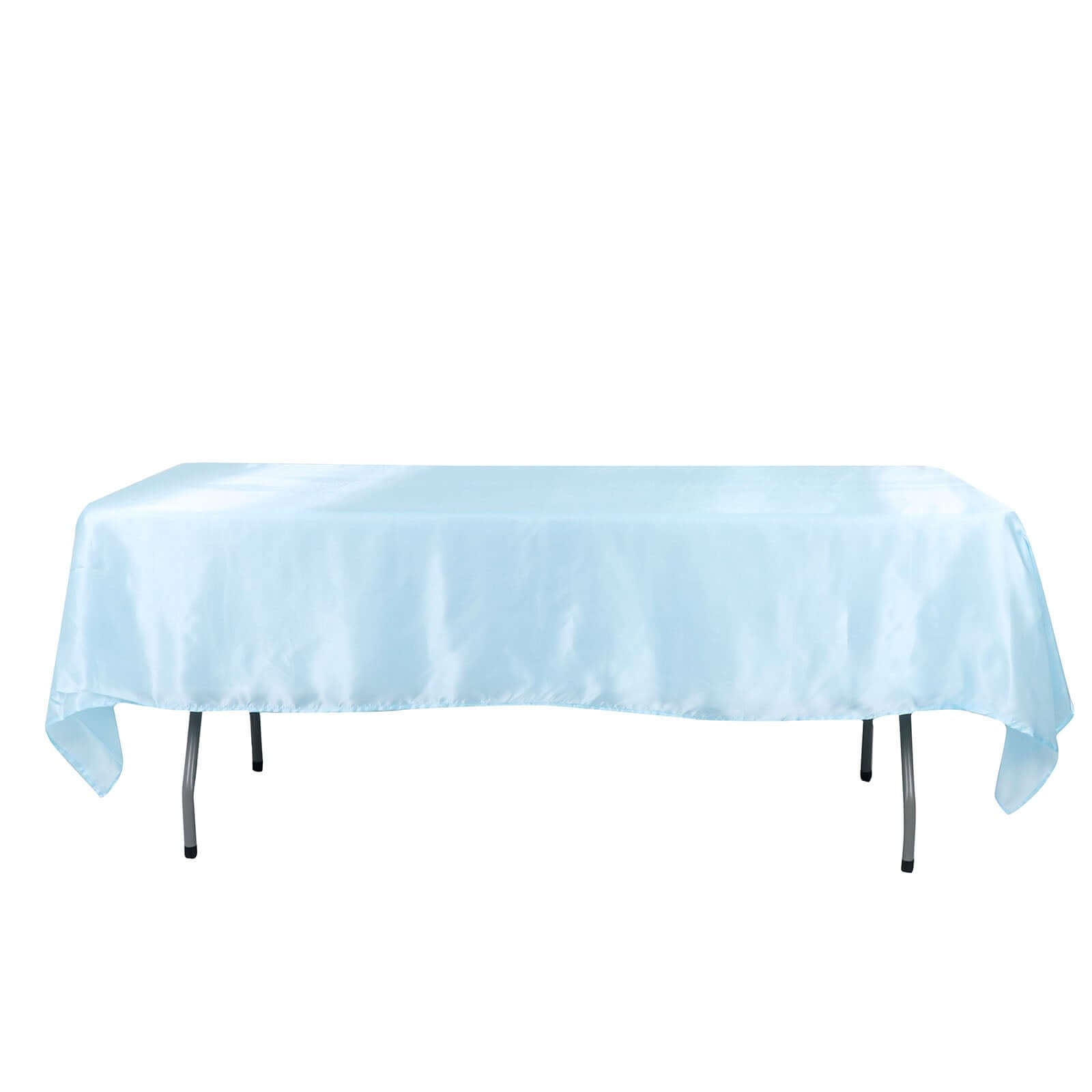 Satin Rectangular 60"x102" Tablecloth Light Blue - Smooth and Lustrous Table Cover
