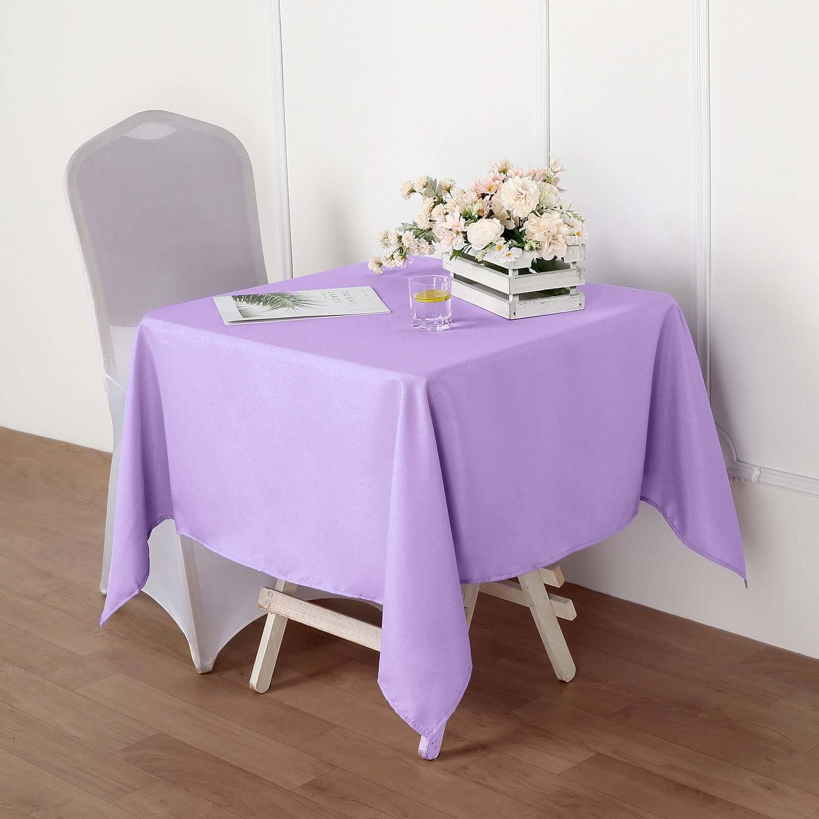 Polyester Square 54"x54" Tablecloth Lavender Lilac - Wrinkle-Resistant & Durable Table Cover