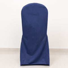Scuba Stretch Chair Cover Navy Blue for Banquet Chairs Slim Fit Design - Wrinkle Free and Durable Slipcover