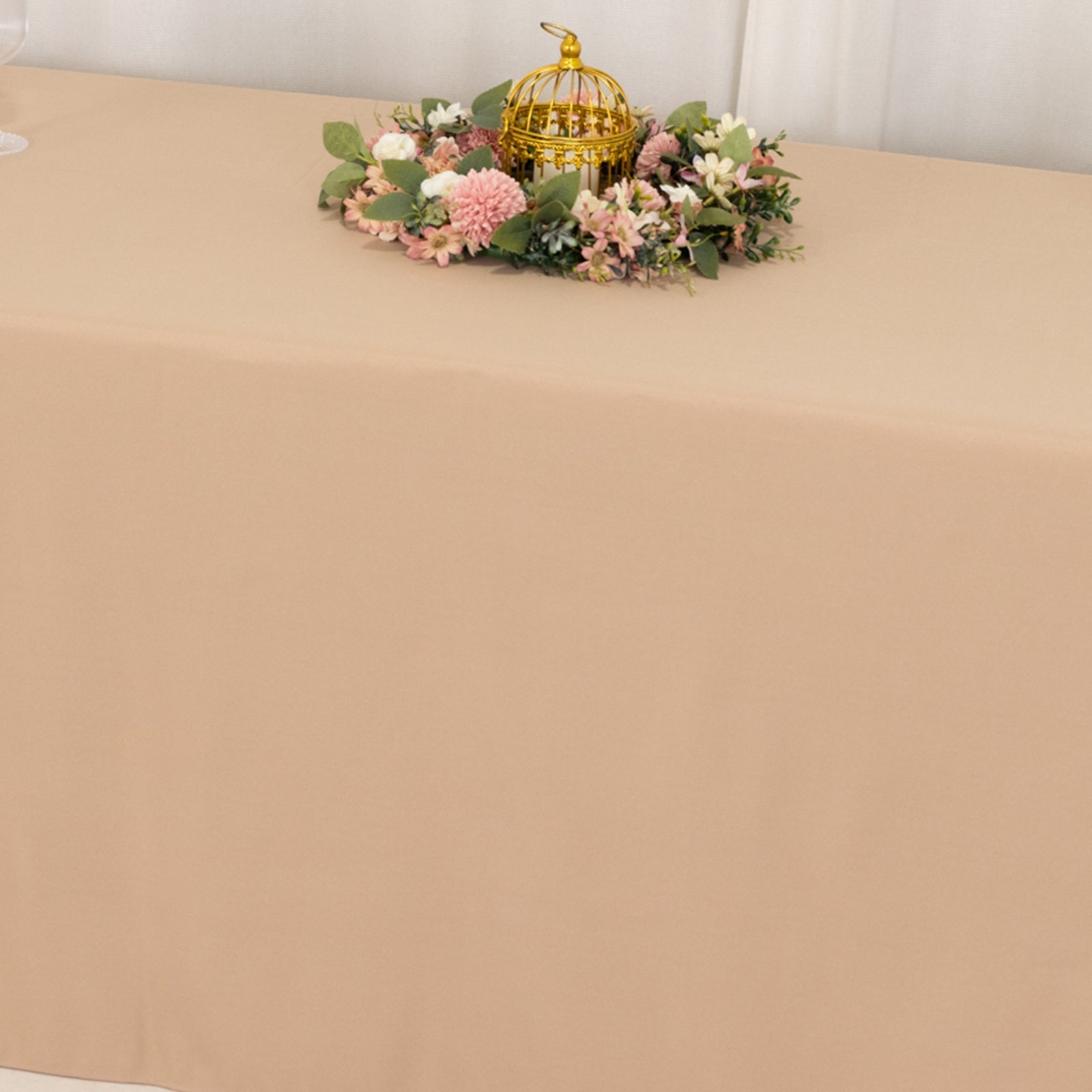 Premium Polyester 90"x156" Rectangle Tablecloth Nude - Seamless 220GSM Stain-Resistant Table Cover