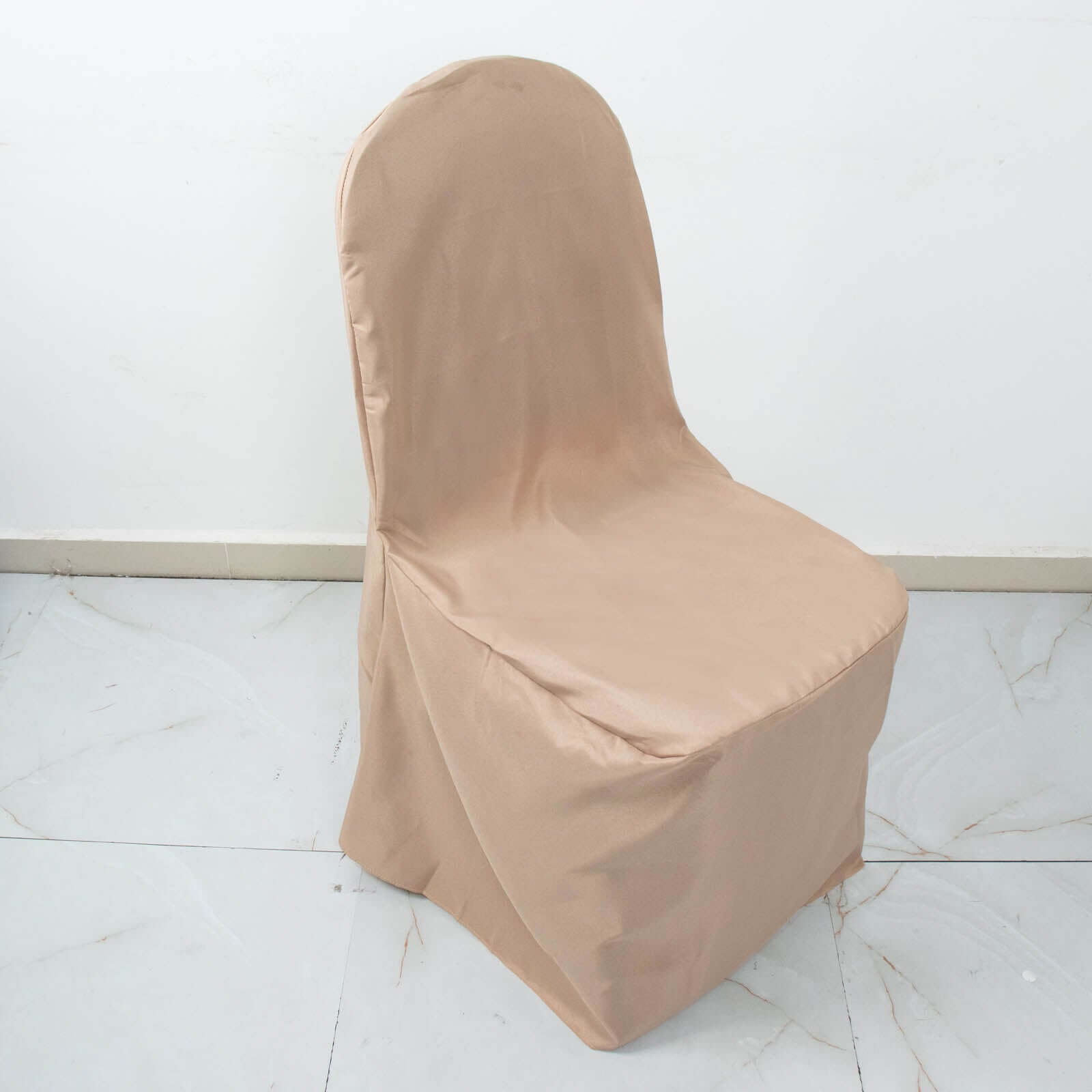 Polyester Slip On Banquet Chair Covers Nude - Stain-Resistant Reusable Durable Fabric