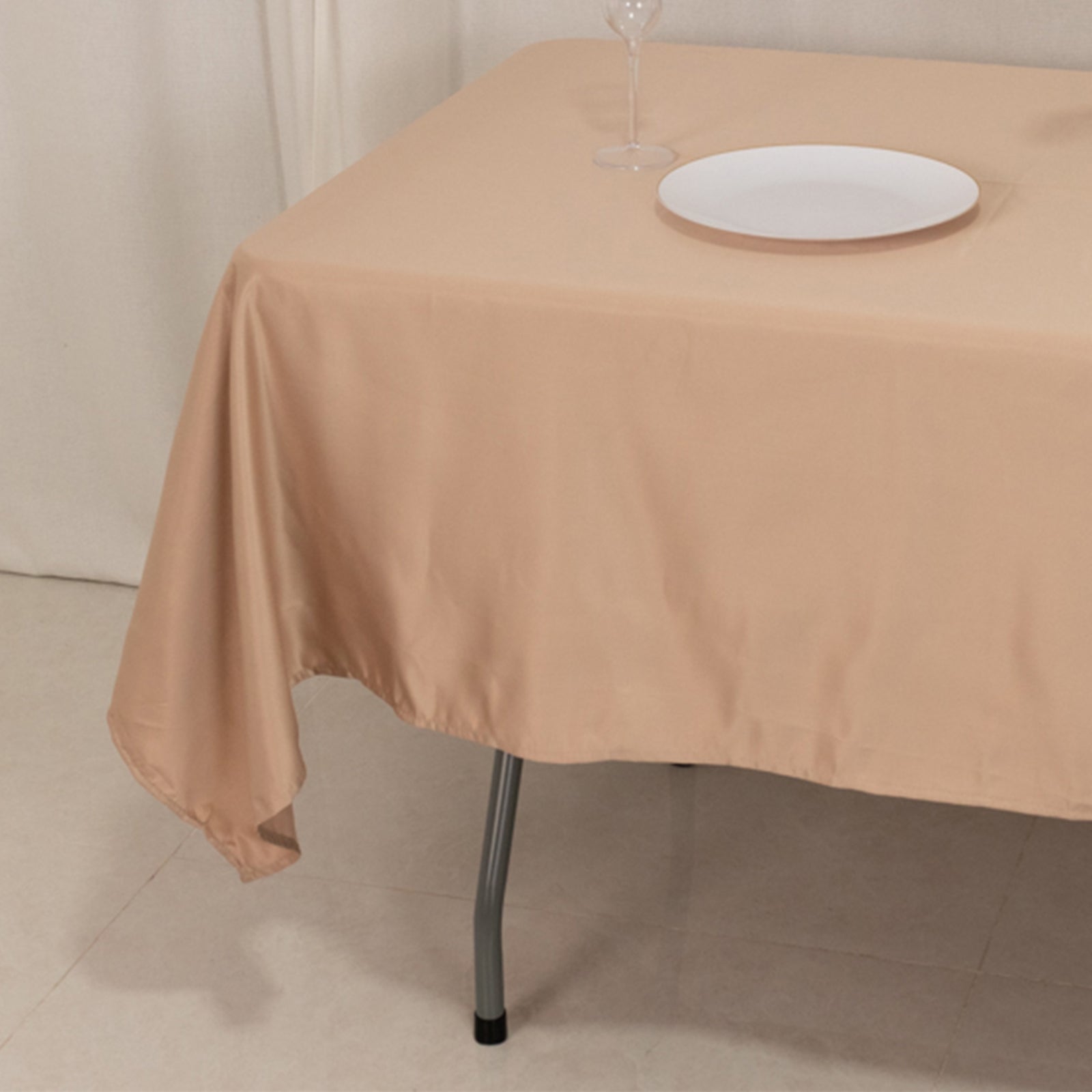Lamour Satin 60"x102" Rectangle Tablecloth Nude - Durable & Silky Soft Feel Table Cover