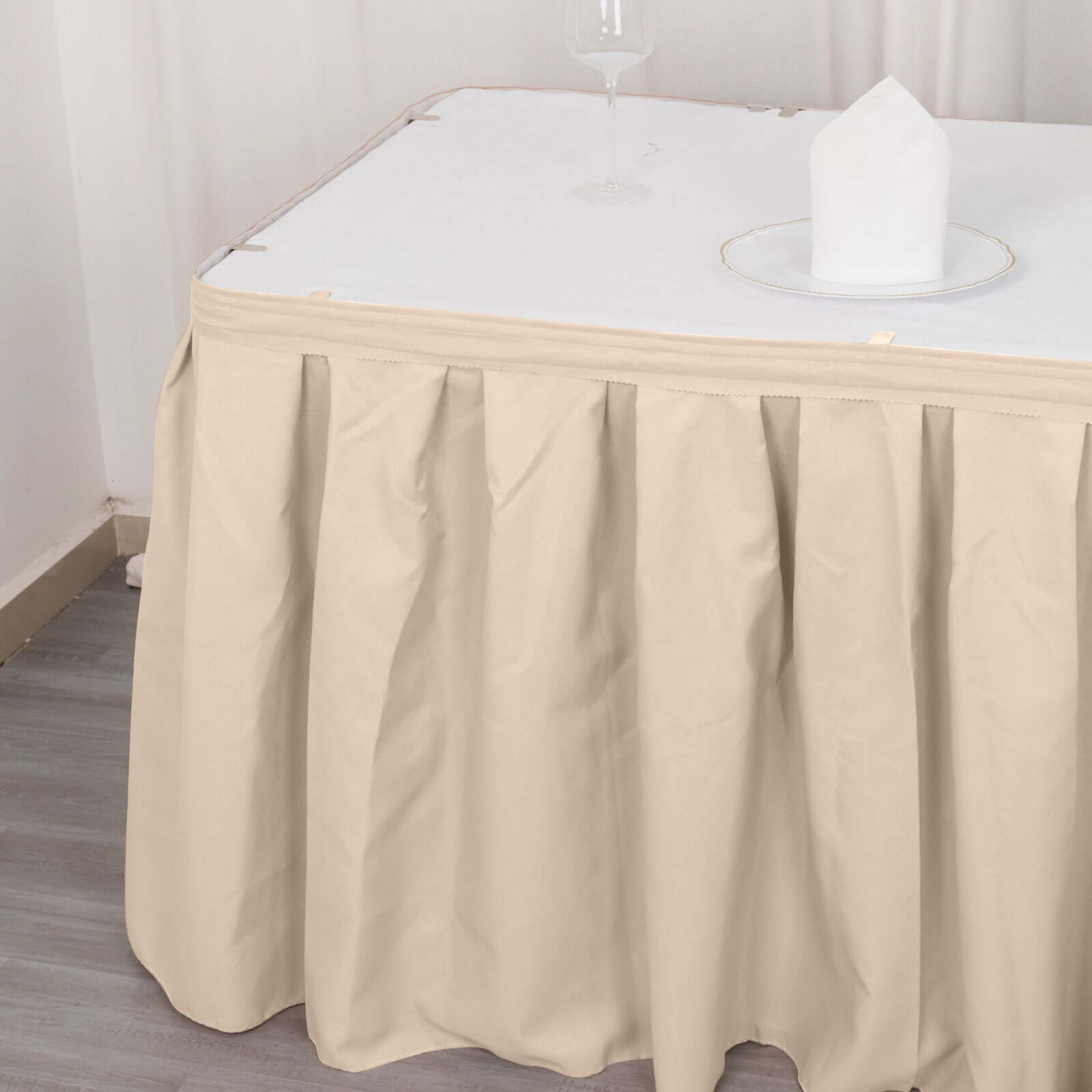 Polyester 21ft Table Skirt Nude - Classic Pleated Design