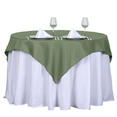 Polyester 54"x54" Table Overlay Square Tablecloth Olive Green - Wrinkle-Resistant & Durable Table Cover