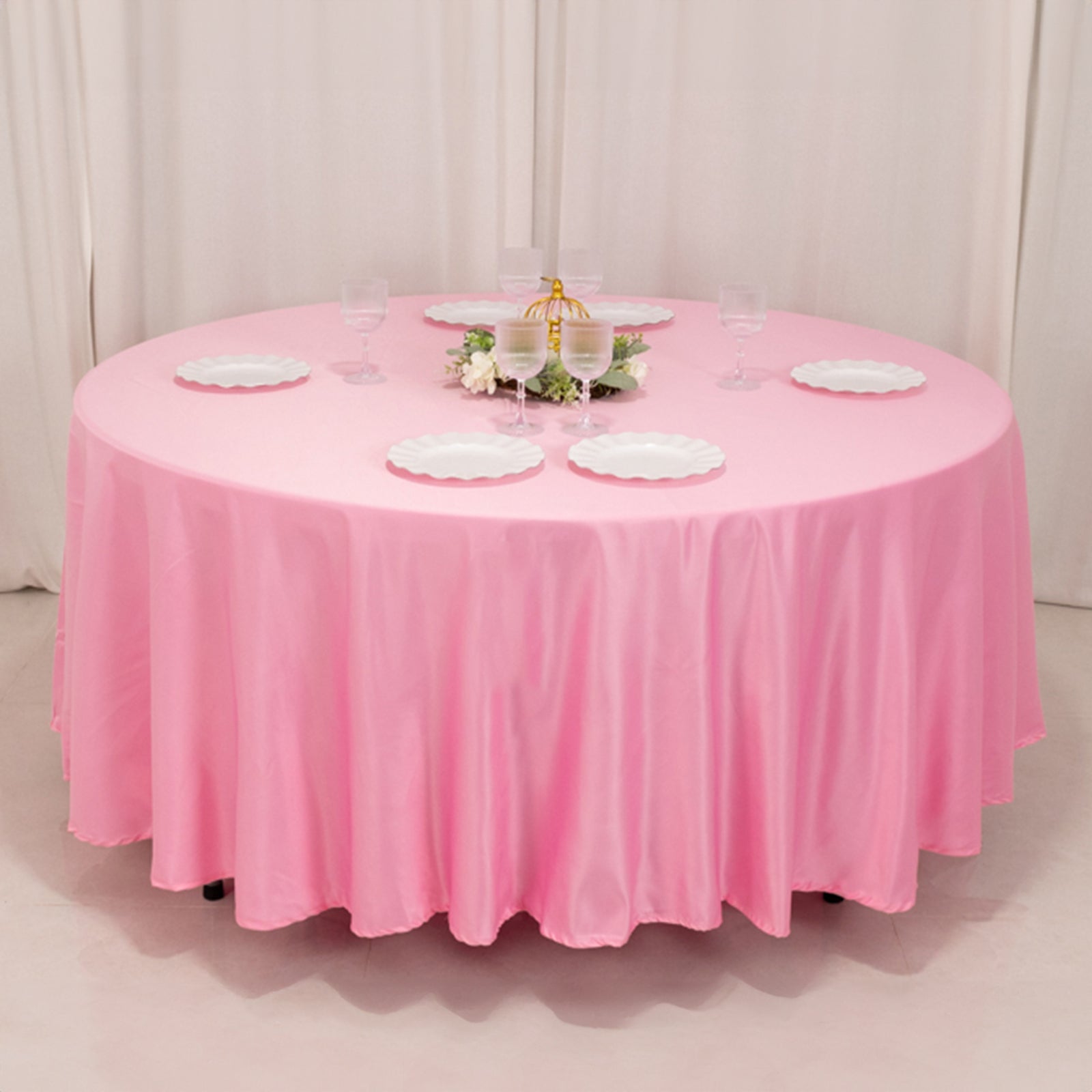 Lamour Satin 108" Round Tablecloth Pink - Durable & Silk-Like Table Cover