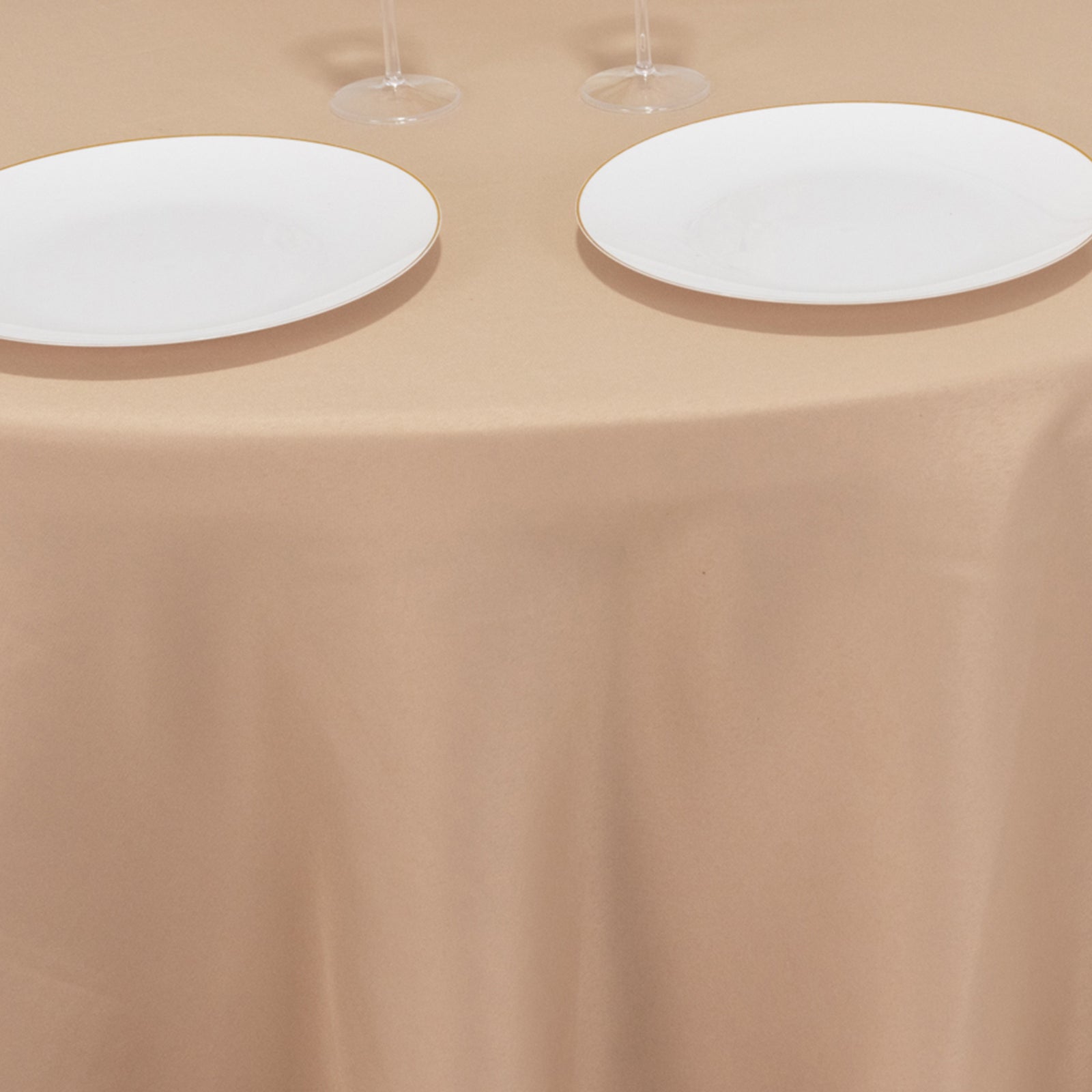 Premium Polyester 120" Round Tablecloth Nude - Seamless 220GSM Wrinkle-Resistant Table Cover