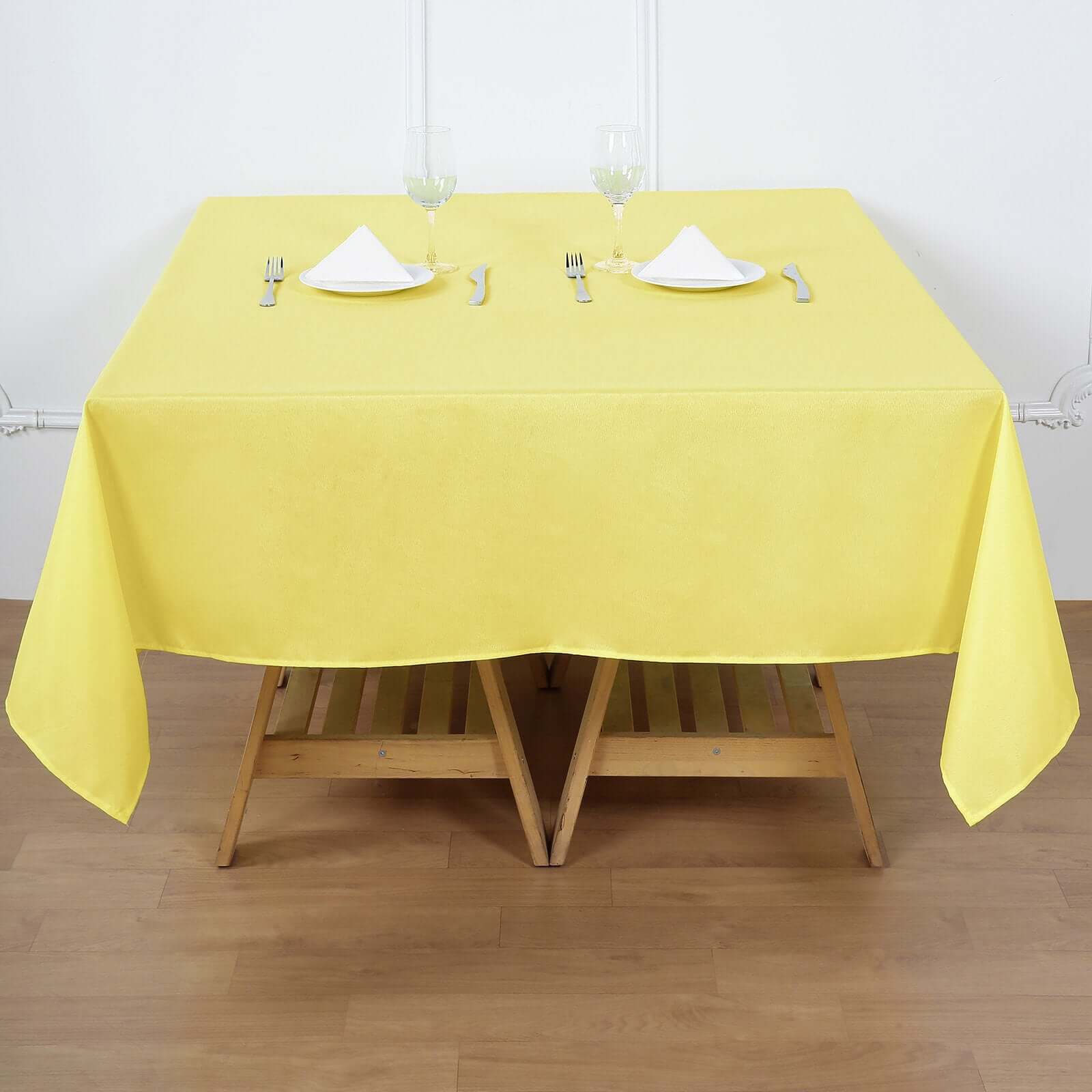 Polyester Square 70"x70" Tablecloth Yellow - Wrinkle-Resistant & Durable Table Cover