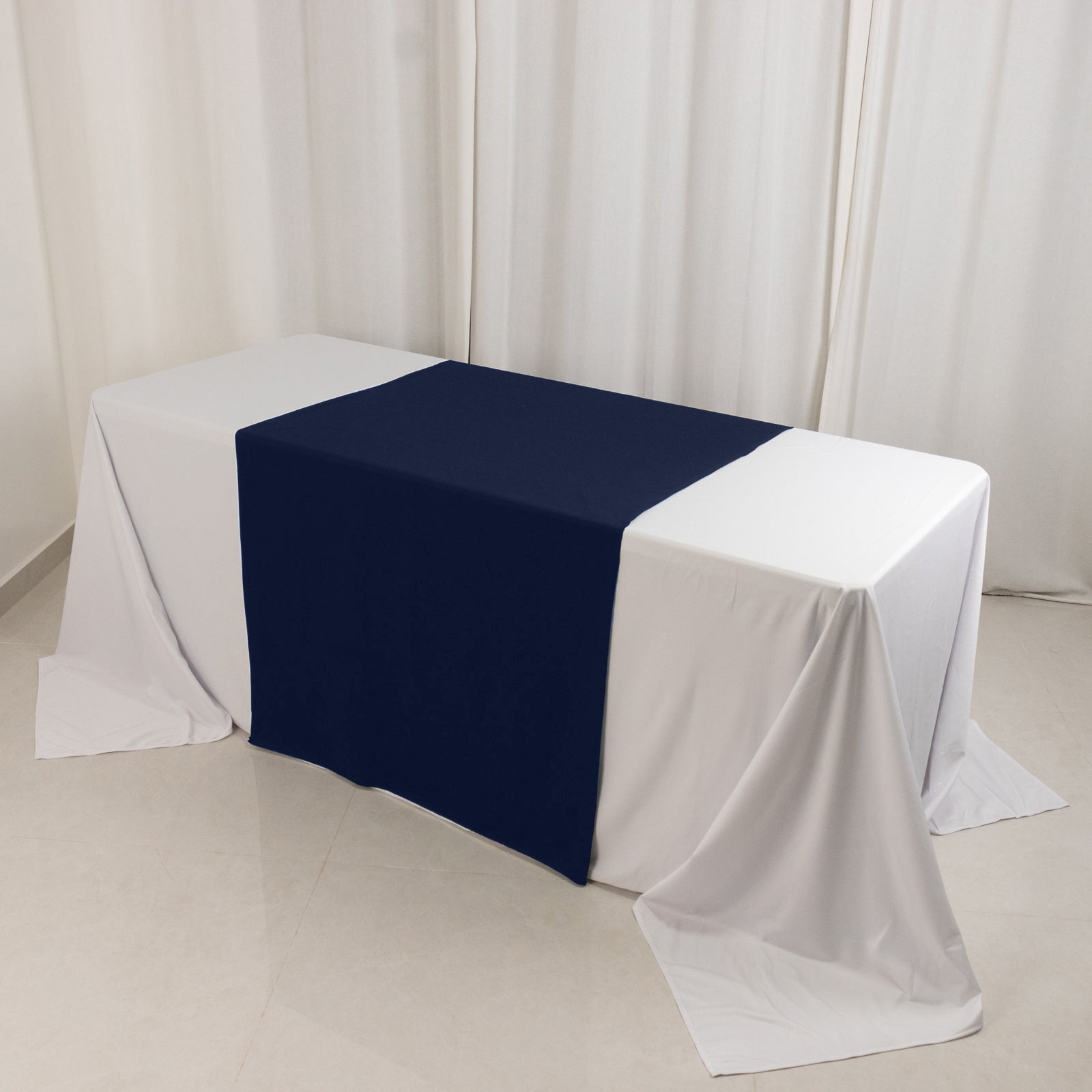 Wide Polyester 36"x72" Table Runner Navy Blue - Durable Trade Show Table Linen