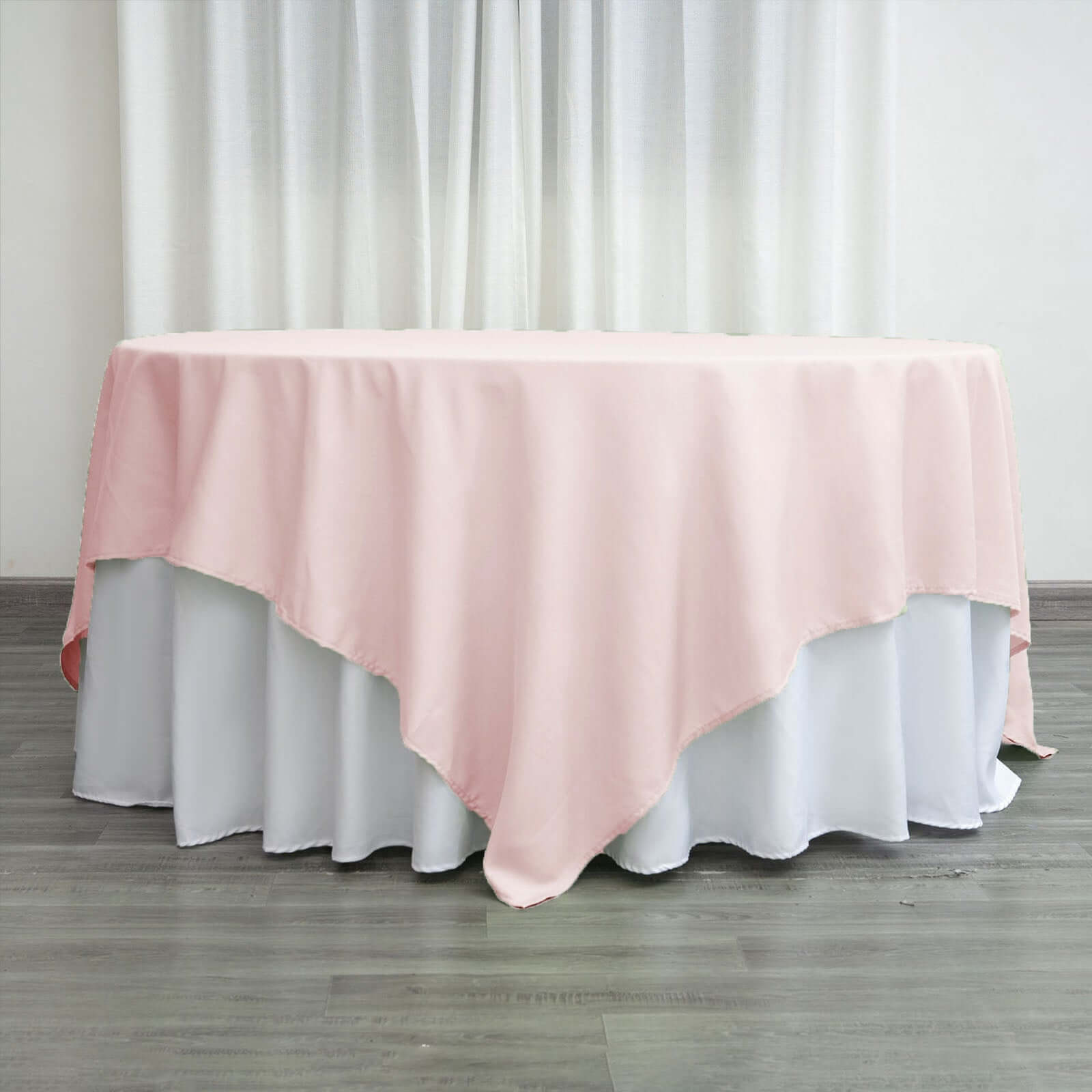Polyester 90"x90" Table Overlay Square Tablecloth Blush - Wrinkle-Resistant & Durable Table Cover