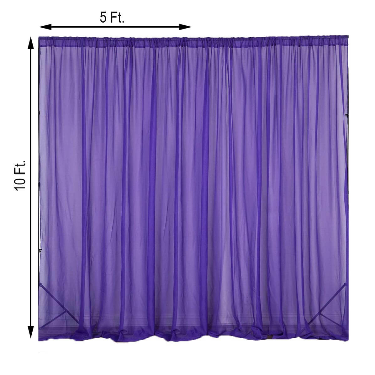 2 Pack Purple Sheer Chiffon Event Curtain Drapes, Durable Flame Resistant Organza Backdrop Event Panels With Rod Pockets - 10ftx10ft