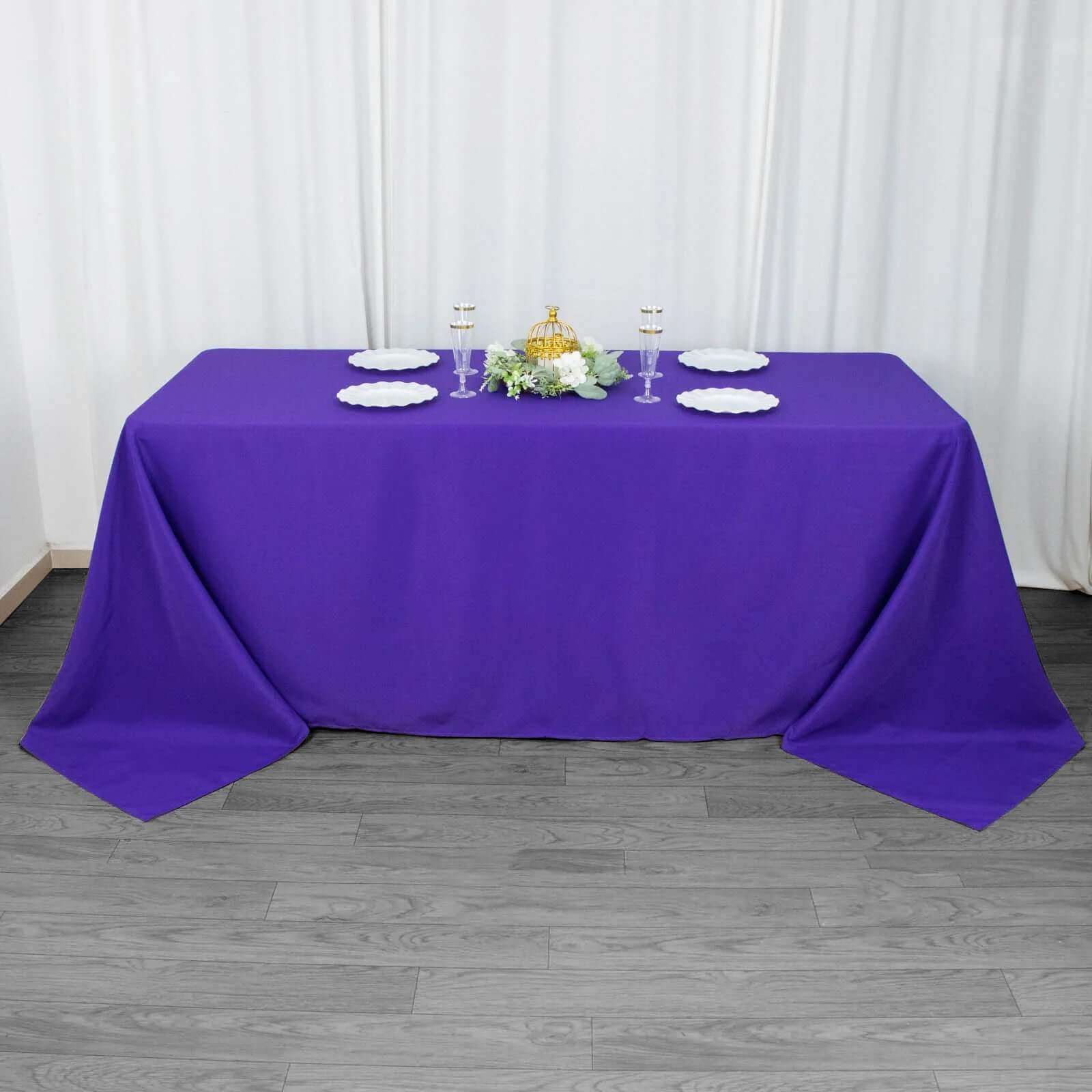 Premium Polyester 90"x132" Rectangle Tablecloth Purple - Seamless 220GSM Stain-Resistant Table Cover