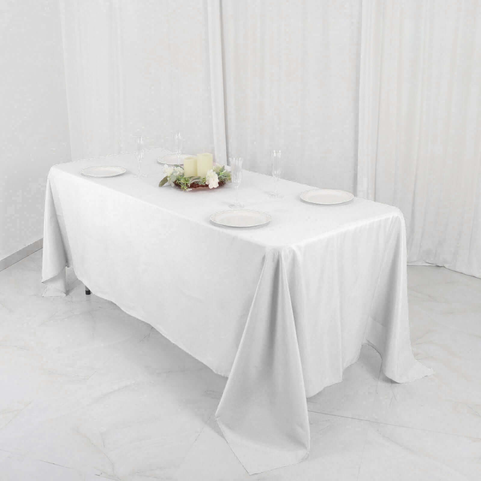 Polyester 72"x120" Rectangle Tablecloth White - Durable and Stylish Table Cover for Events