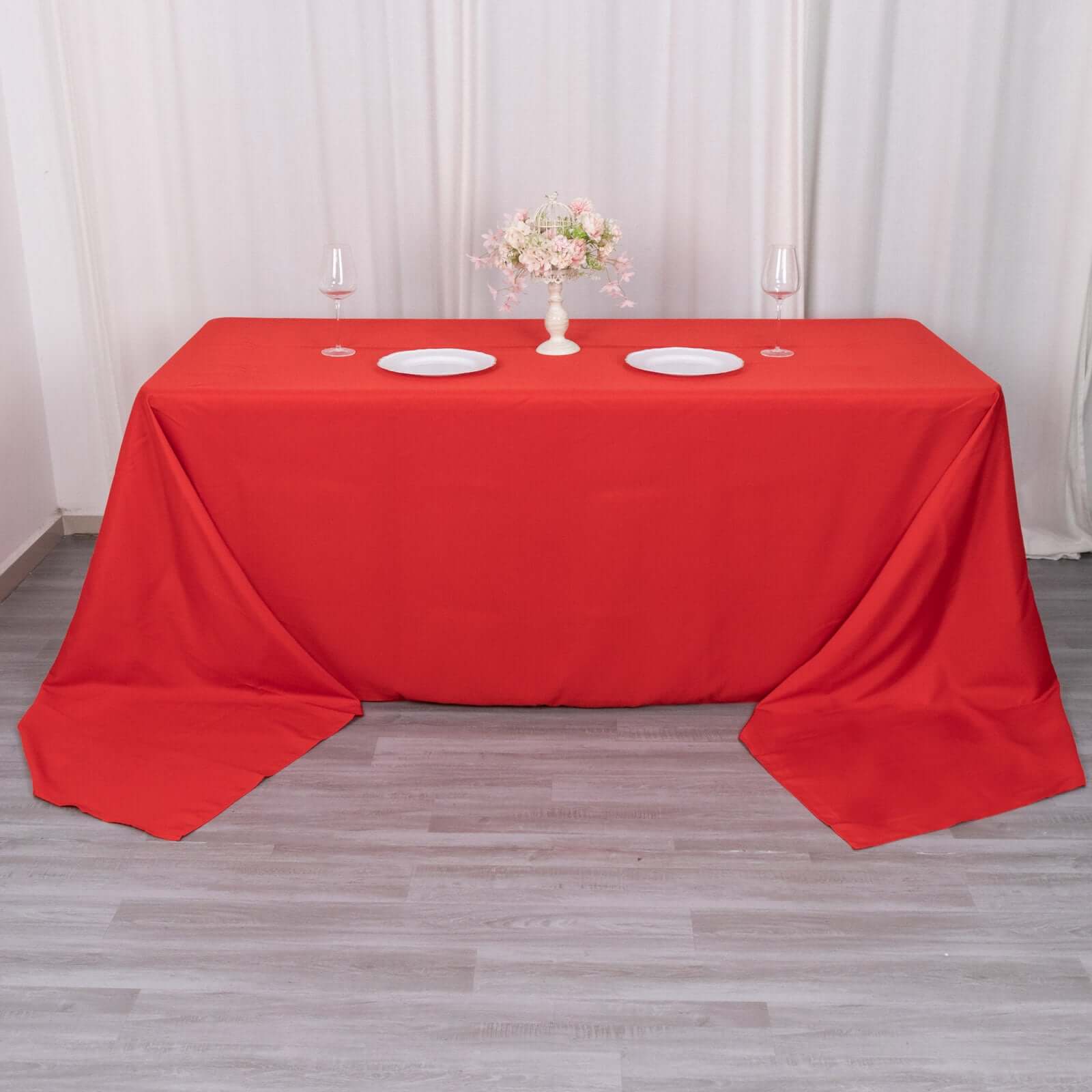 Premium Polyester 90"x156" Rectangle Tablecloth Red - Seamless 220GSM Stain-Resistant Table Cover