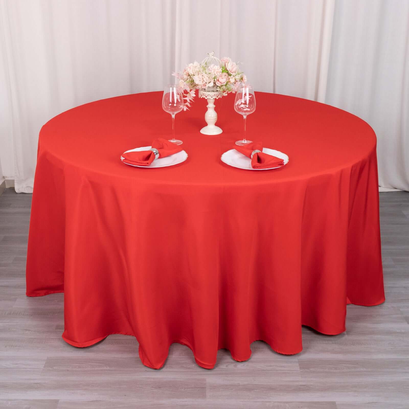 Premium Polyester 120" Round Tablecloth Red - Seamless 220GSM Wrinkle-Resistant Table Cover