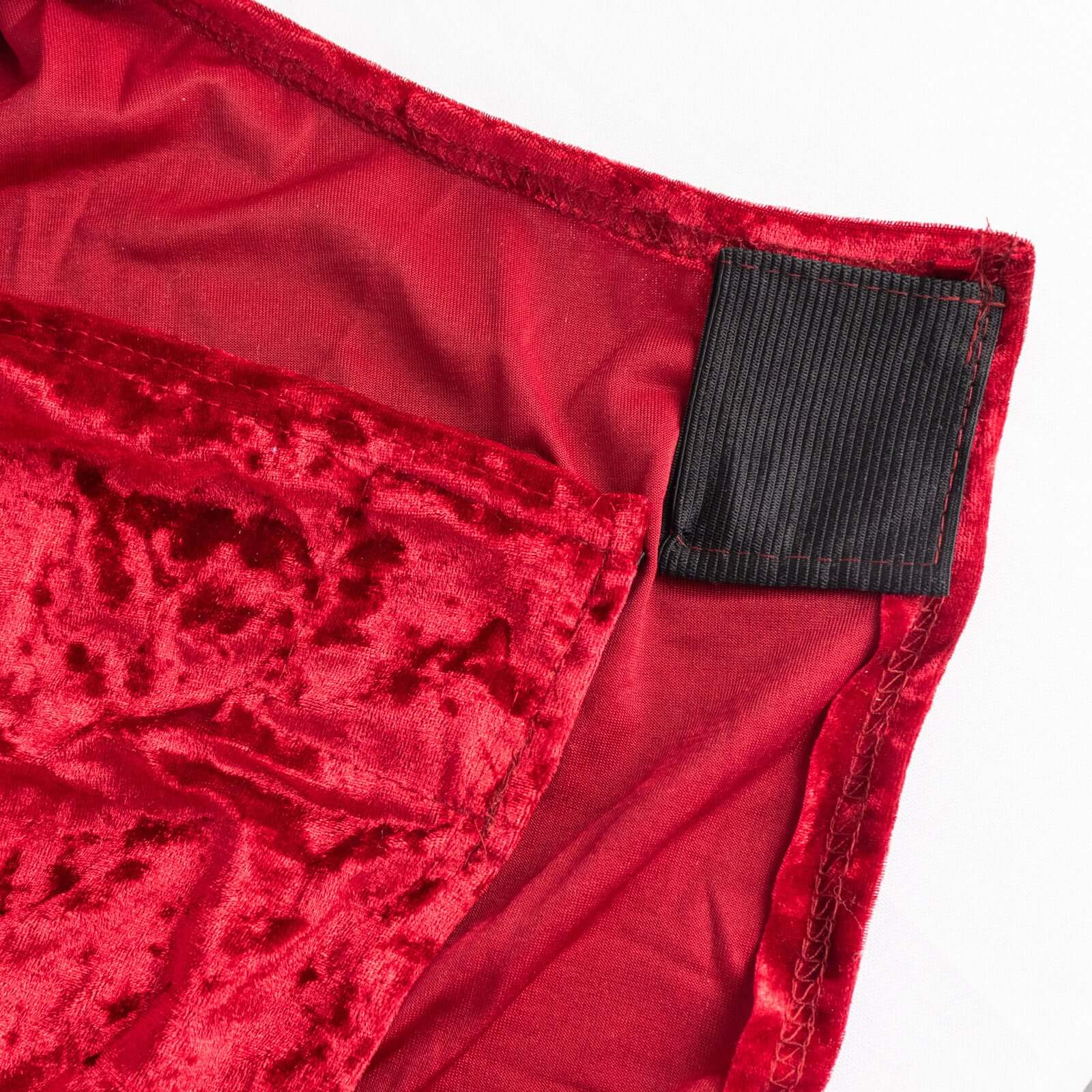 Crushed Velvet Spandex Banquet Chair Cover Fitted Slipcover Red - Stretch 190GSM Slipcover with Foot Pockets