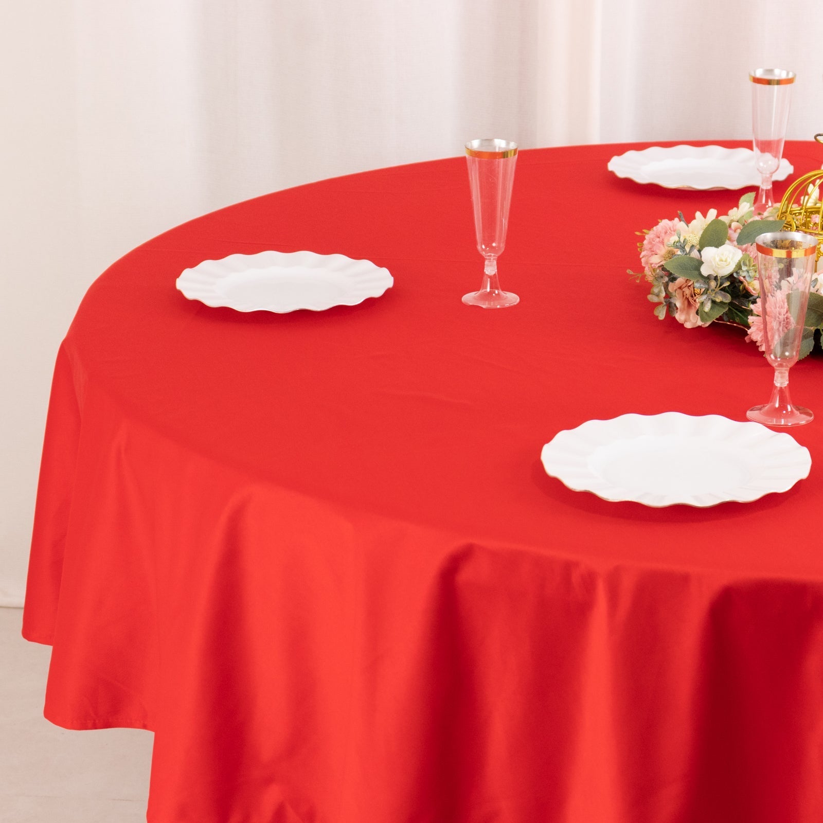 Scuba Round 90" Tablecloth Red - Wrinkle Free & Stain Resistant Table Cover