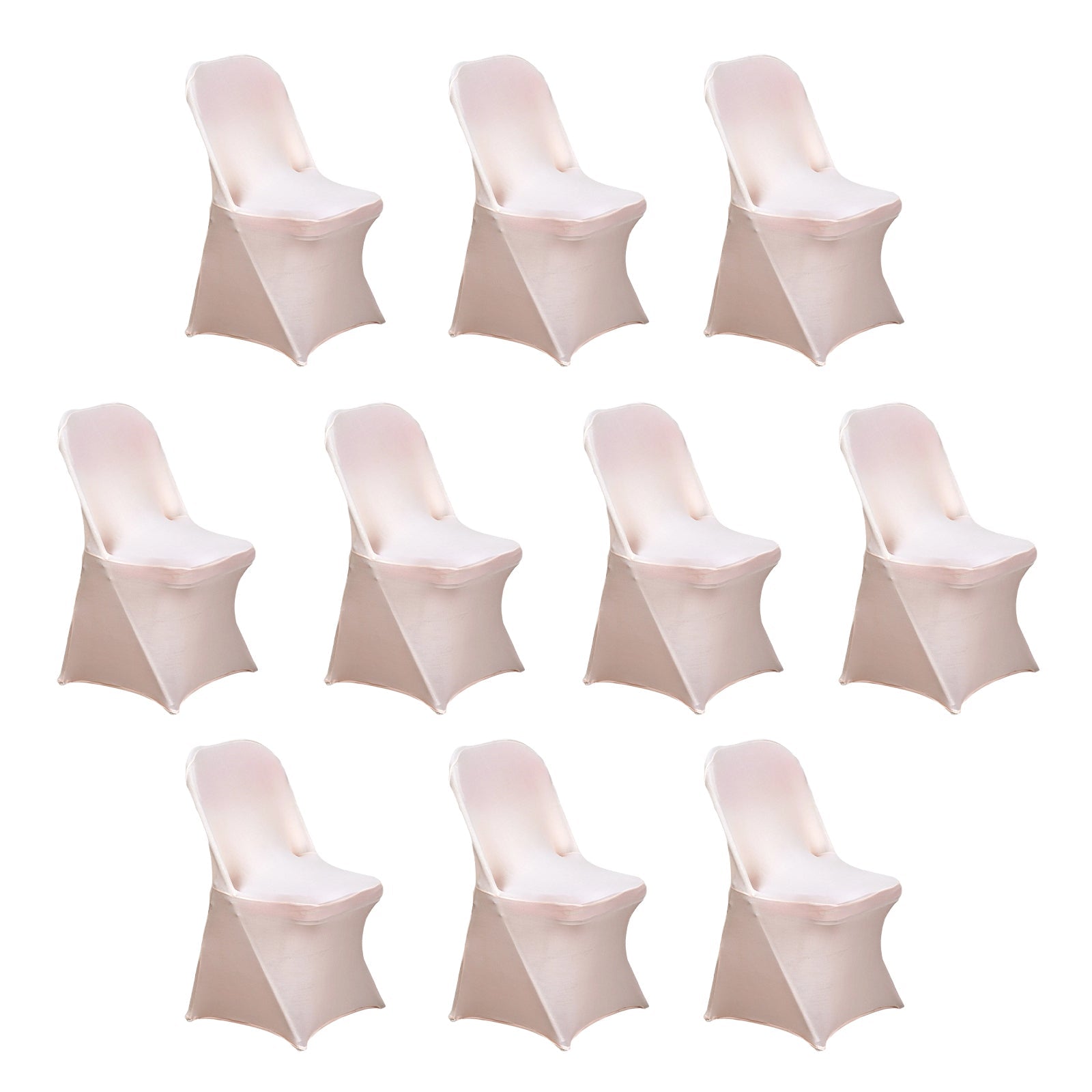 10 Pack Stretch Spandex Chair Covers Blush for Folding Chairs - Durable 160GSM Fitted Slipcovers