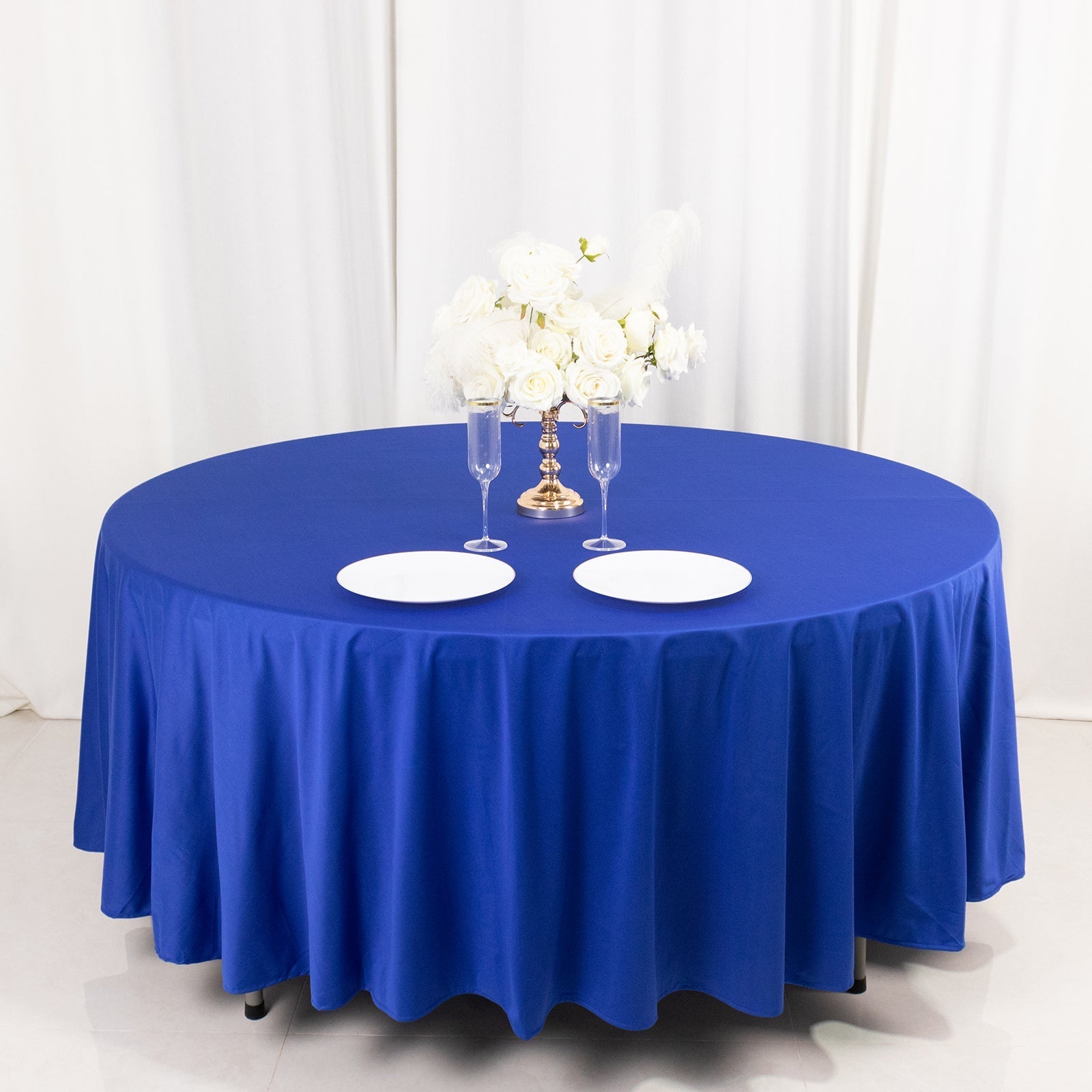 Scuba Round 108" Tablecloth Royal Blue - Wrinkle Free & Stain Resistant Table Cover