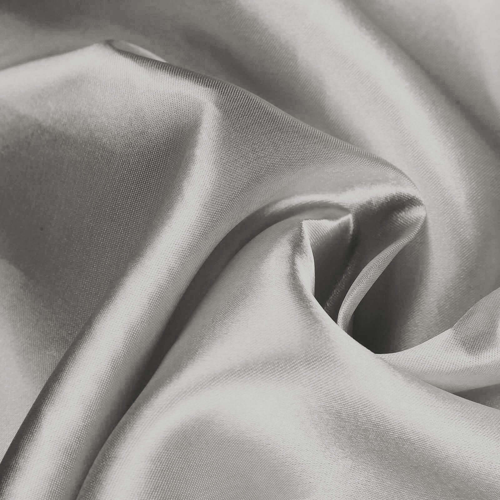 Satin Chair Cover Self-Tie Universal Design Silver - Durable Slip-On Cover for Folding, Dining, Banquet & Standard Chairs