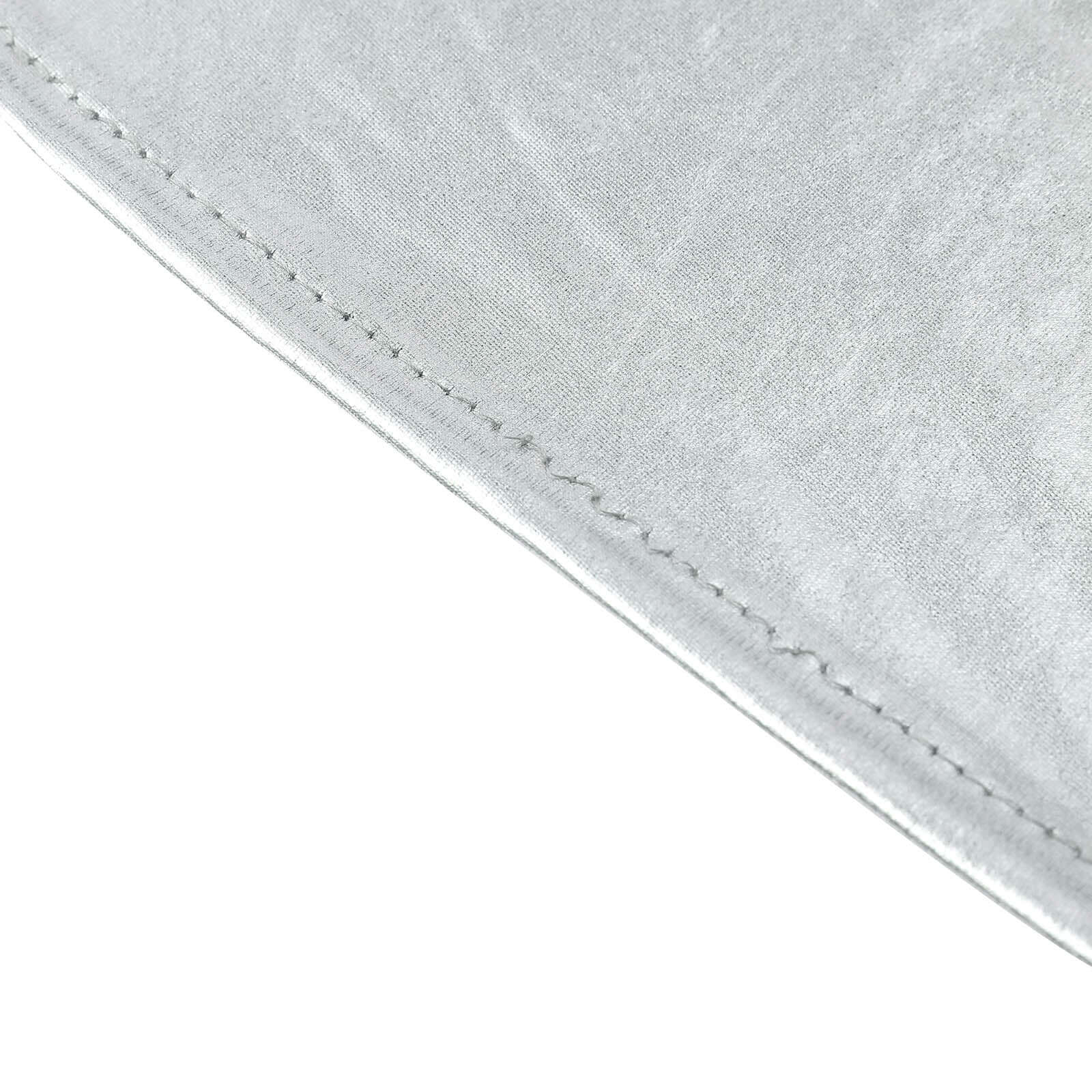 Metallic Spandex 30" Fitted Round Cocktail Table Cover Silver Highboy Tablecloth - Stretch Fit & Water-Resistant