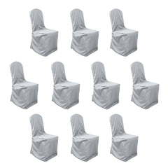 10 Pack Polyester Chair Cover for Banquet Chairs Silver - Stain-Resistant Reusable Slip-On Slipcover