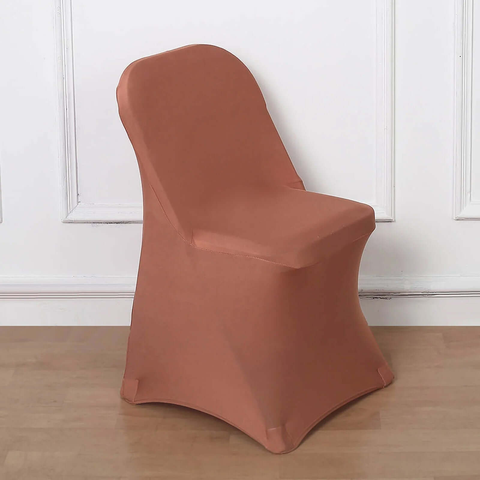 10 Pack Stretch Spandex Chair Covers Terracotta (Rust) for Folding Chairs - Durable 160GSM Fitted Slipcovers