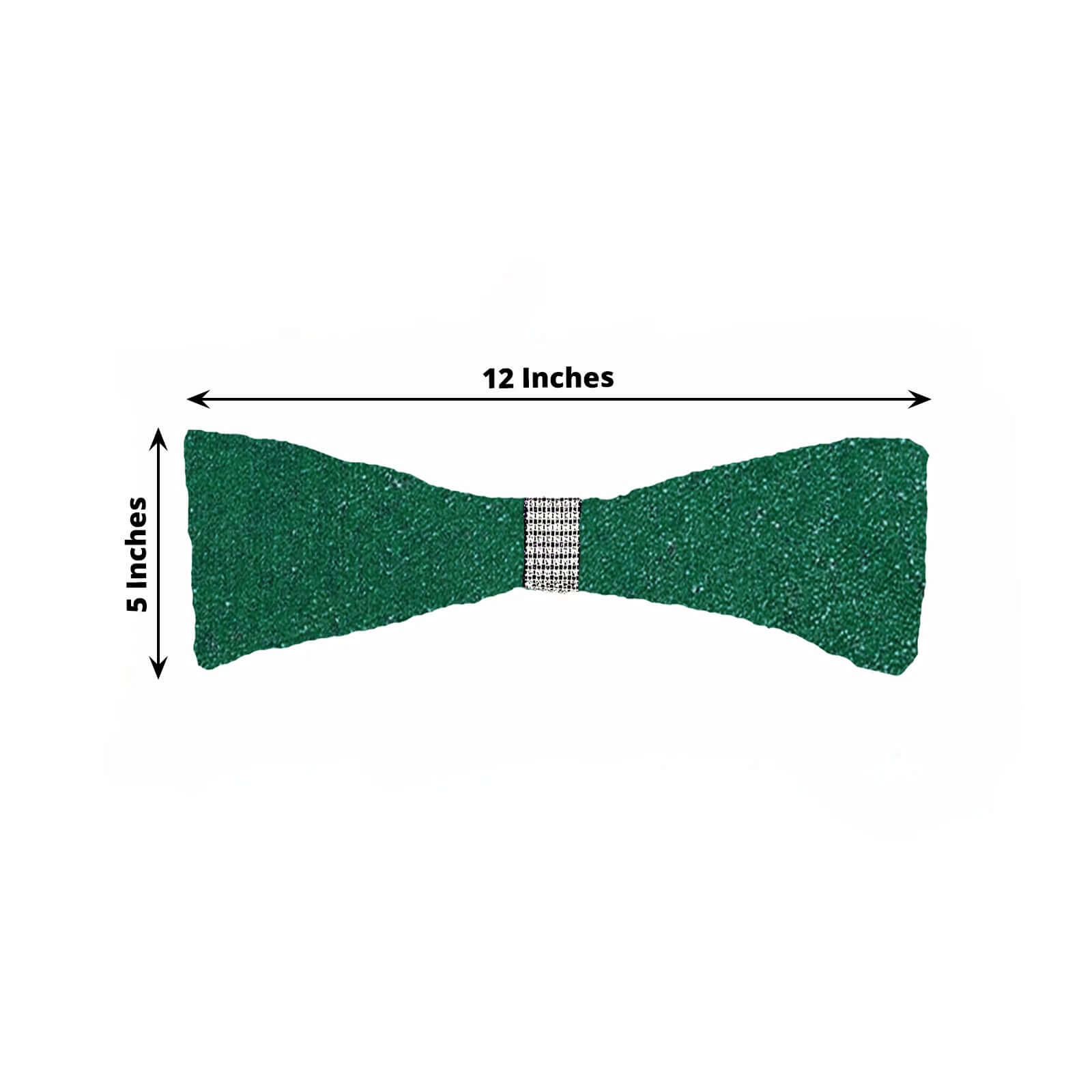 5 Pack Metallic Shimmer Tinsel Spandex Chair Sashes Hunter Emerald Green - Durable and Reusable Stretch Chair Bands