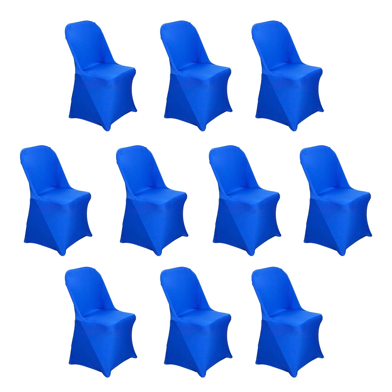 10 Pack Stretch Spandex Chair Covers Royal Blue for Folding Chairs - Durable 160GSM Fitted Slipcovers
