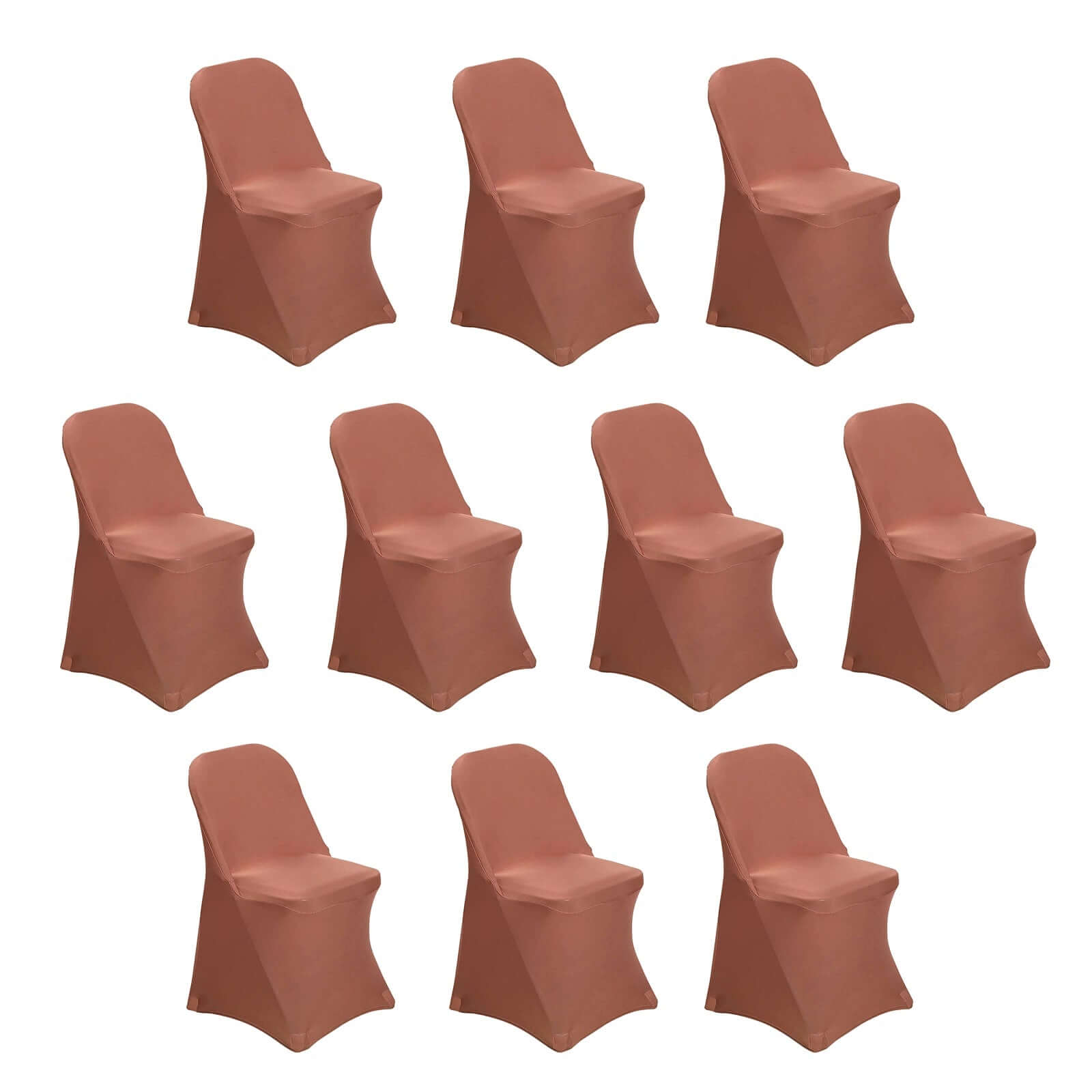 10 Pack Stretch Spandex Chair Covers Terracotta (Rust) for Folding Chairs - Durable 160GSM Fitted Slipcovers