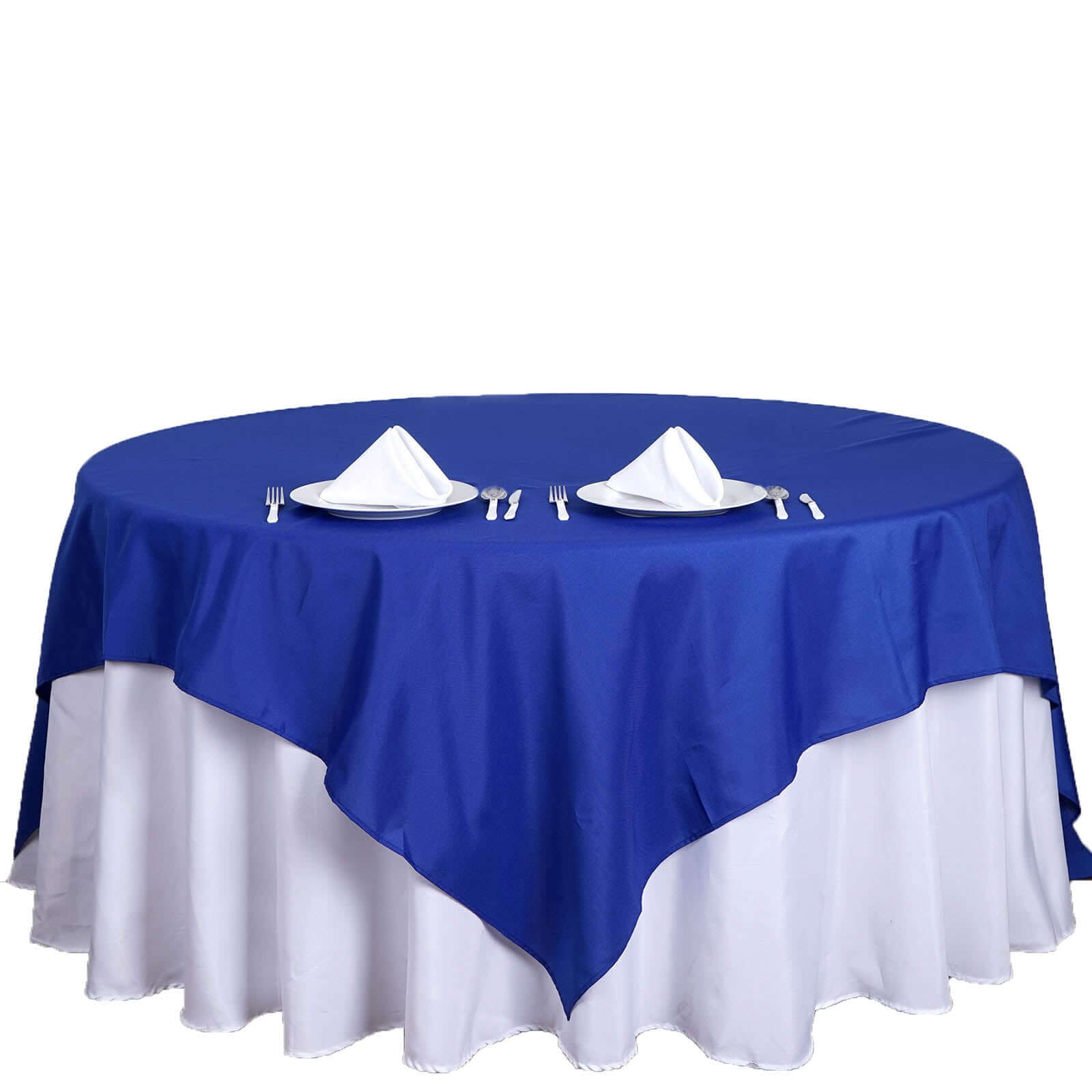 Polyester 70"x70" Table Overlay Square Tablecloth Royal Blue - Wrinkle-Resistant & Durable Table Cover
