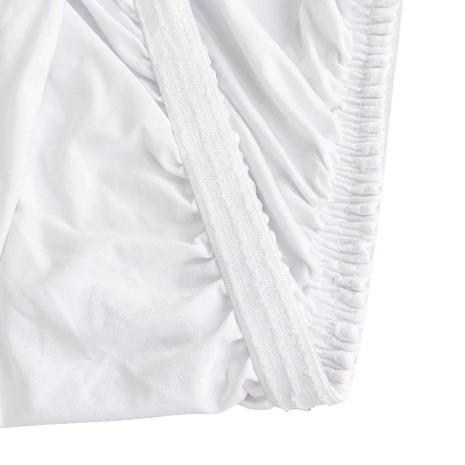Stretch Spandex 48"x30" Rectangle Tablecloth Top Cover White - Durable Form-Fitting Table Cover for Events & Presentations